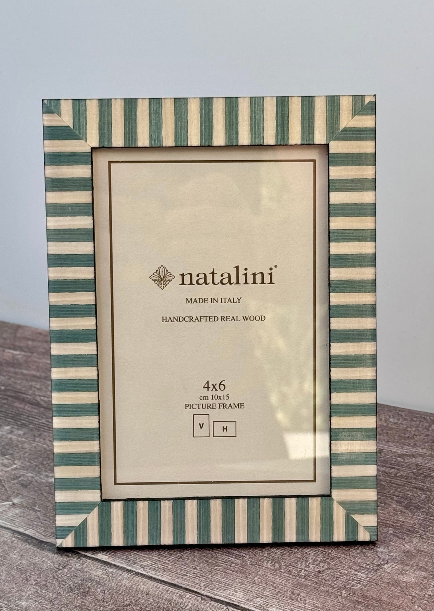 Natalini Turquoise and Cream Striped Photo Frame 4 x 6