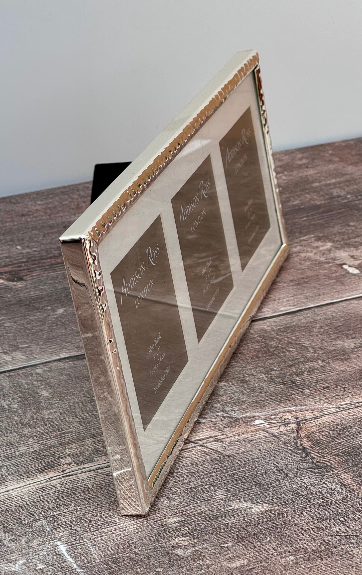Addison Ross Silver Plated Bevelled Design 3 Photo Frame