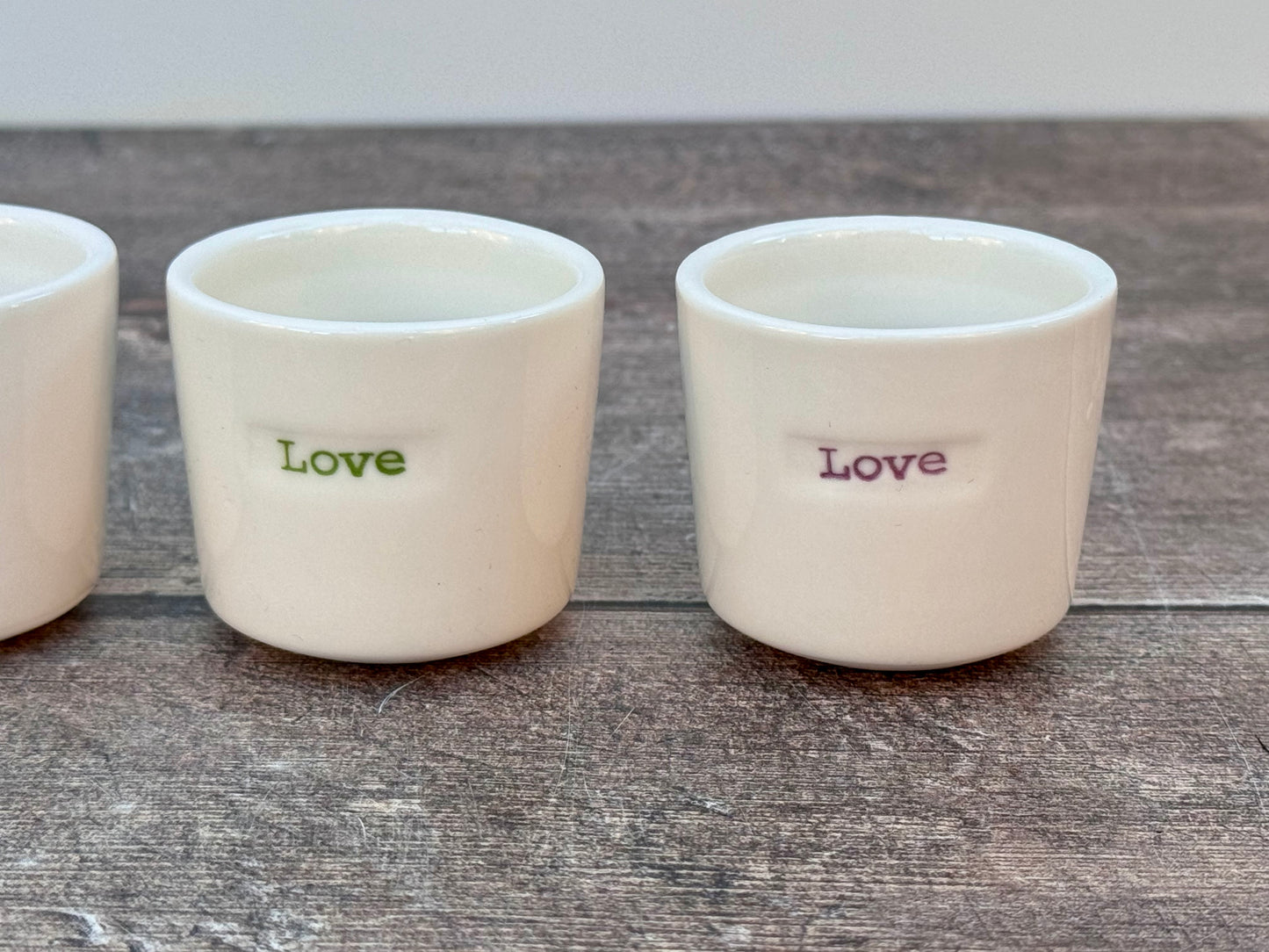 Set of 4 ‘love’ Egg Cups