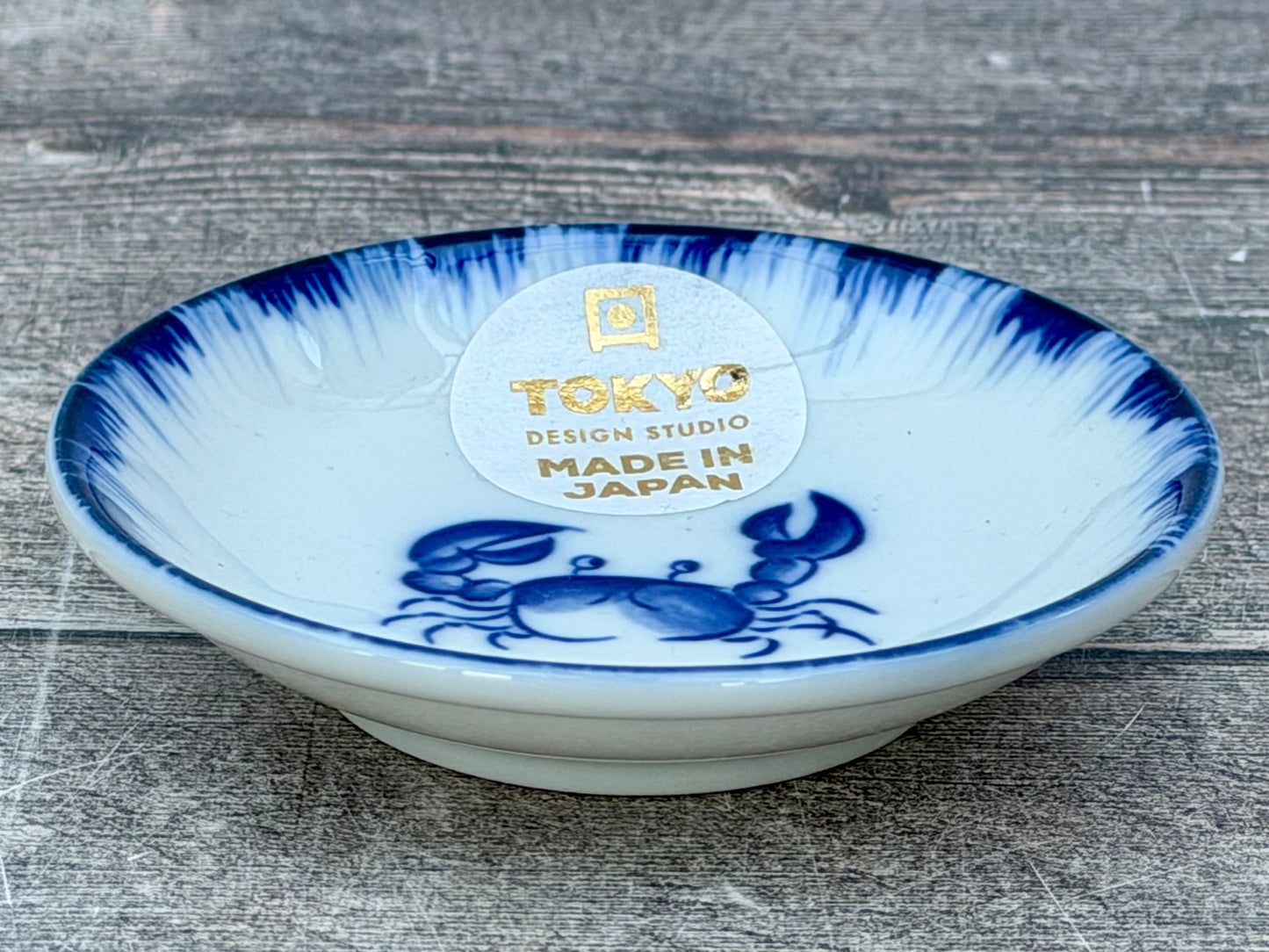 Tokyo Design Studio Blue and White Crab Patterned Dipping Bowl, 9cm