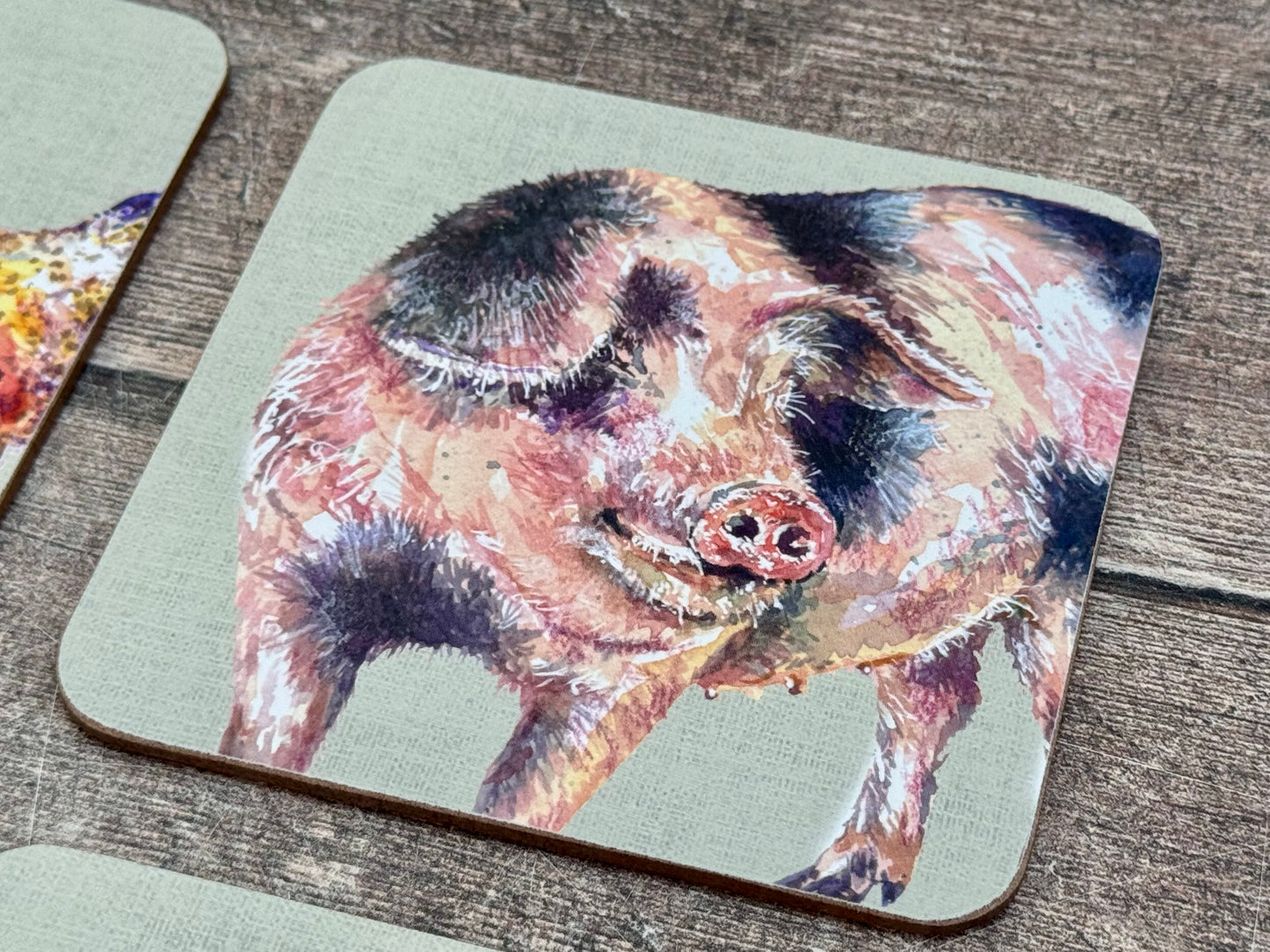 Set of 4 Square Farm Animal Coasters