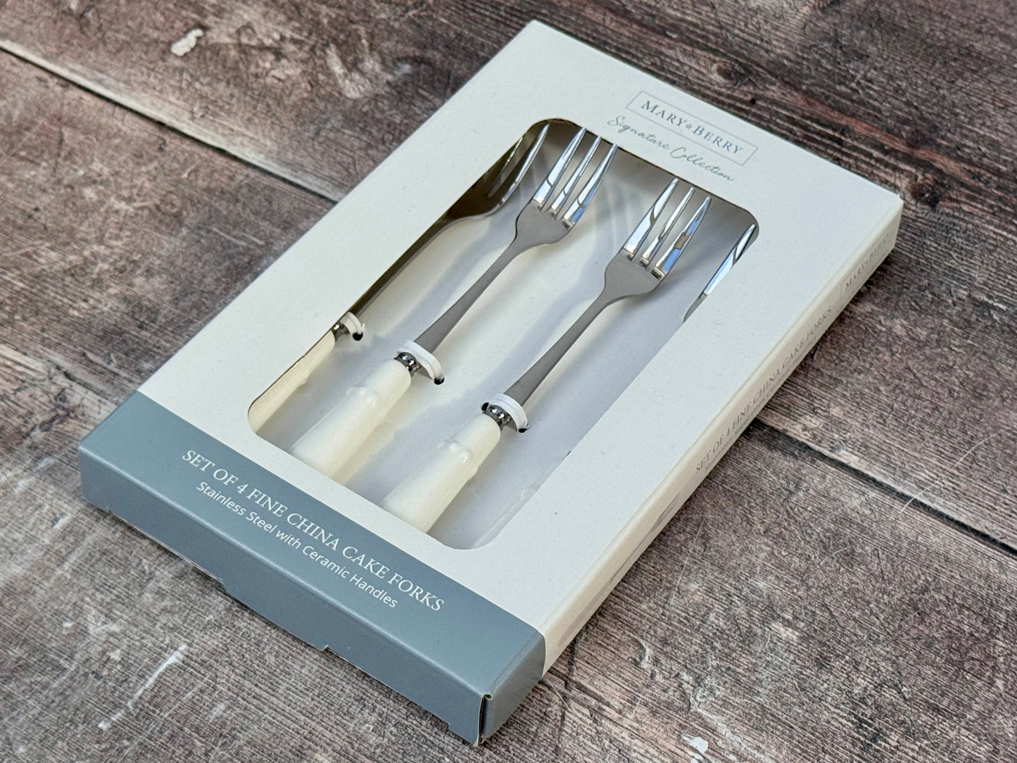 Set of 4 Fine China White Mary Berry Pastry/Dessert Forks