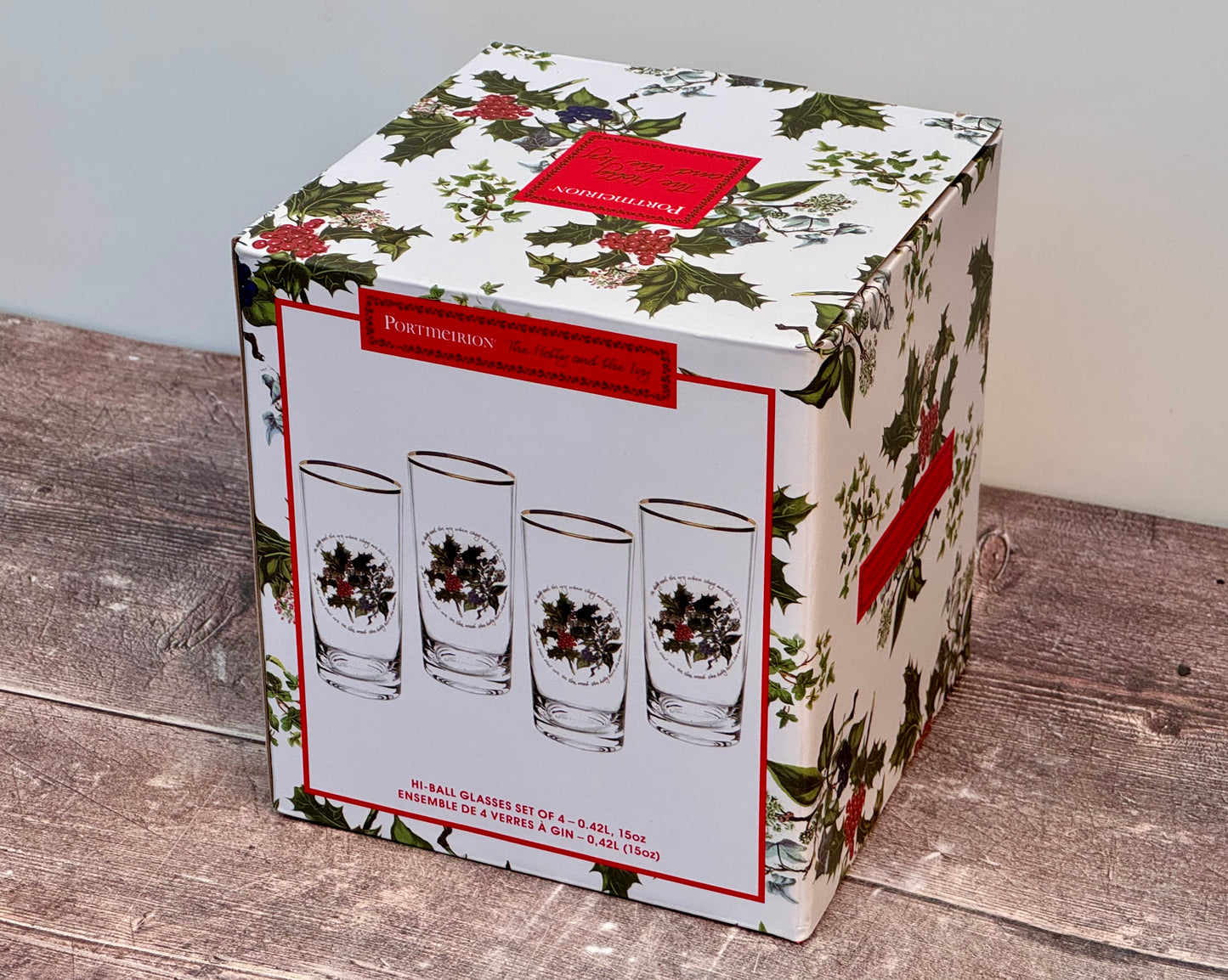 Set of 4 Portmeirion Holly & the Ivy Hi-ball Glasses