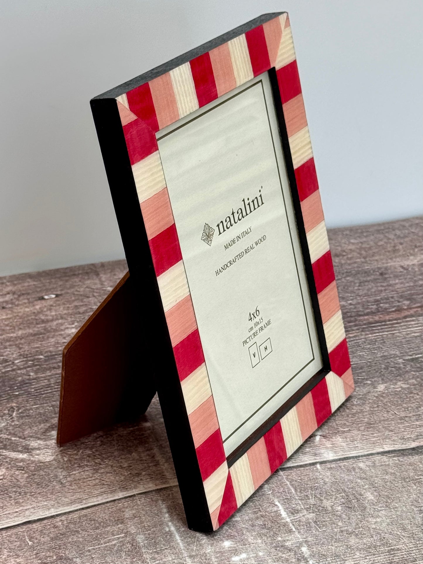 Natalini Pink and White Striped Photo Frame 4 x 6