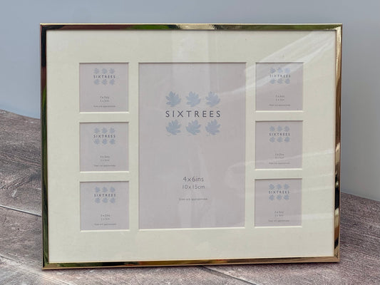 Sixtrees Gold Tone Multi Aperture Photo Frame