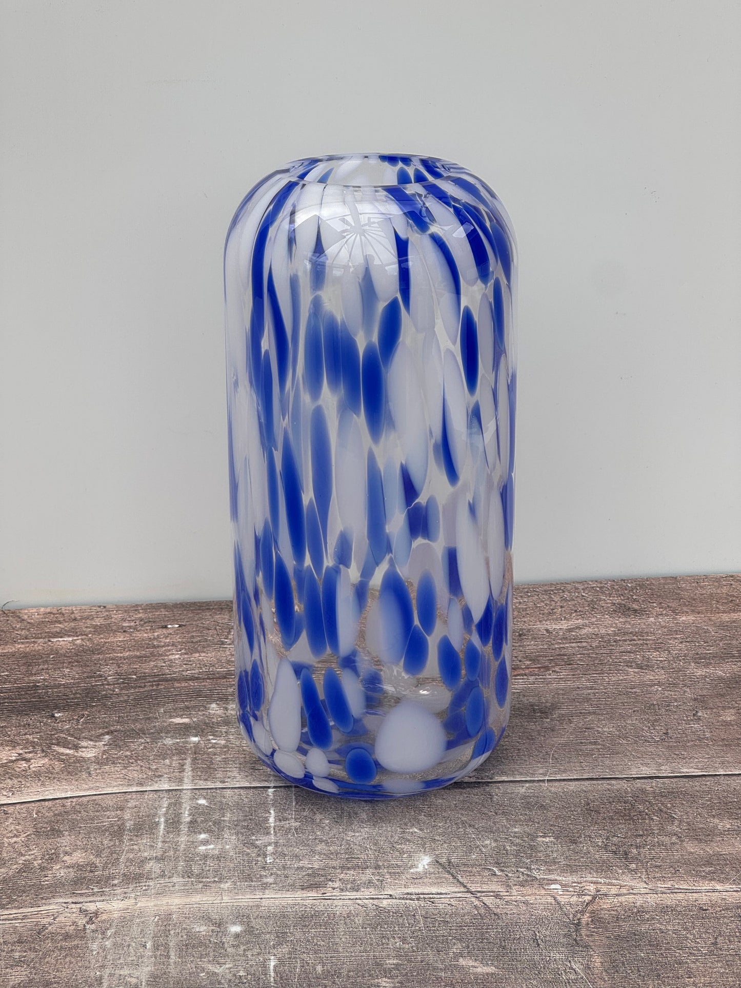 Blue Speckled Glass Vase, 27.5cm