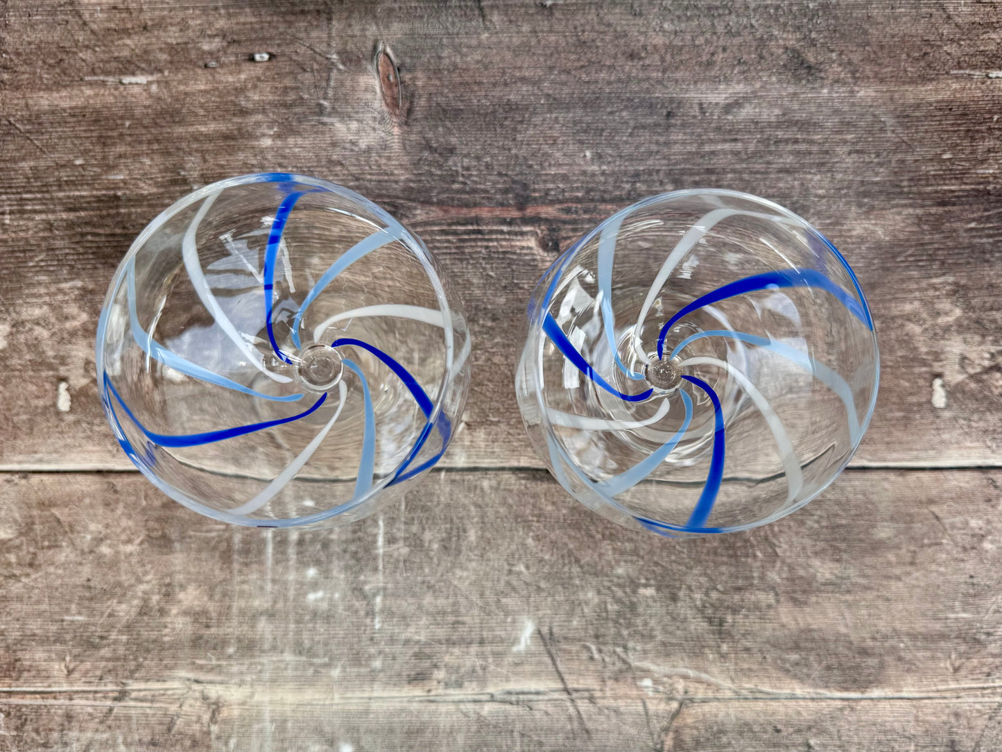 Pair of Blue Patterned Cocktail Saucer/Glasses