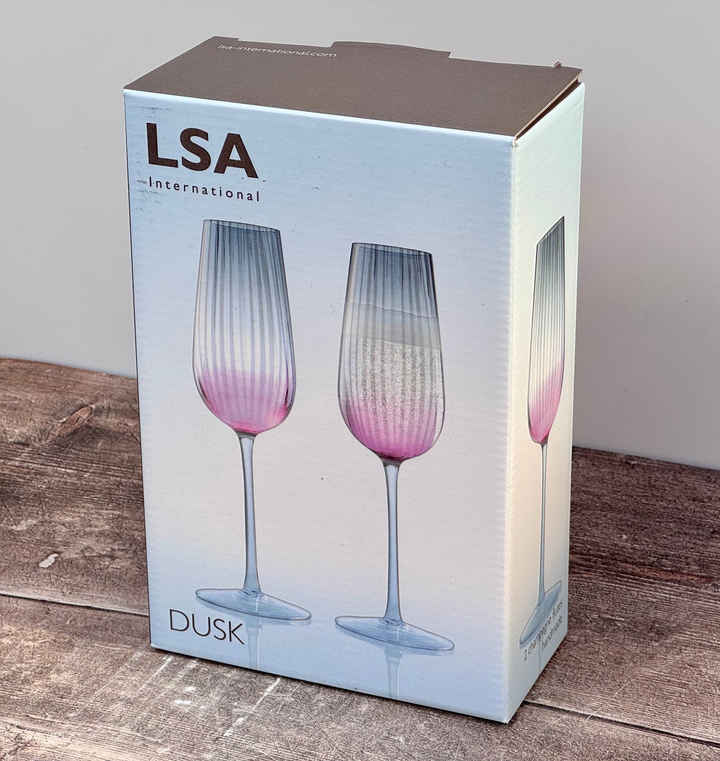LSA Dusk Pink Champagne Flutes, Set of 2