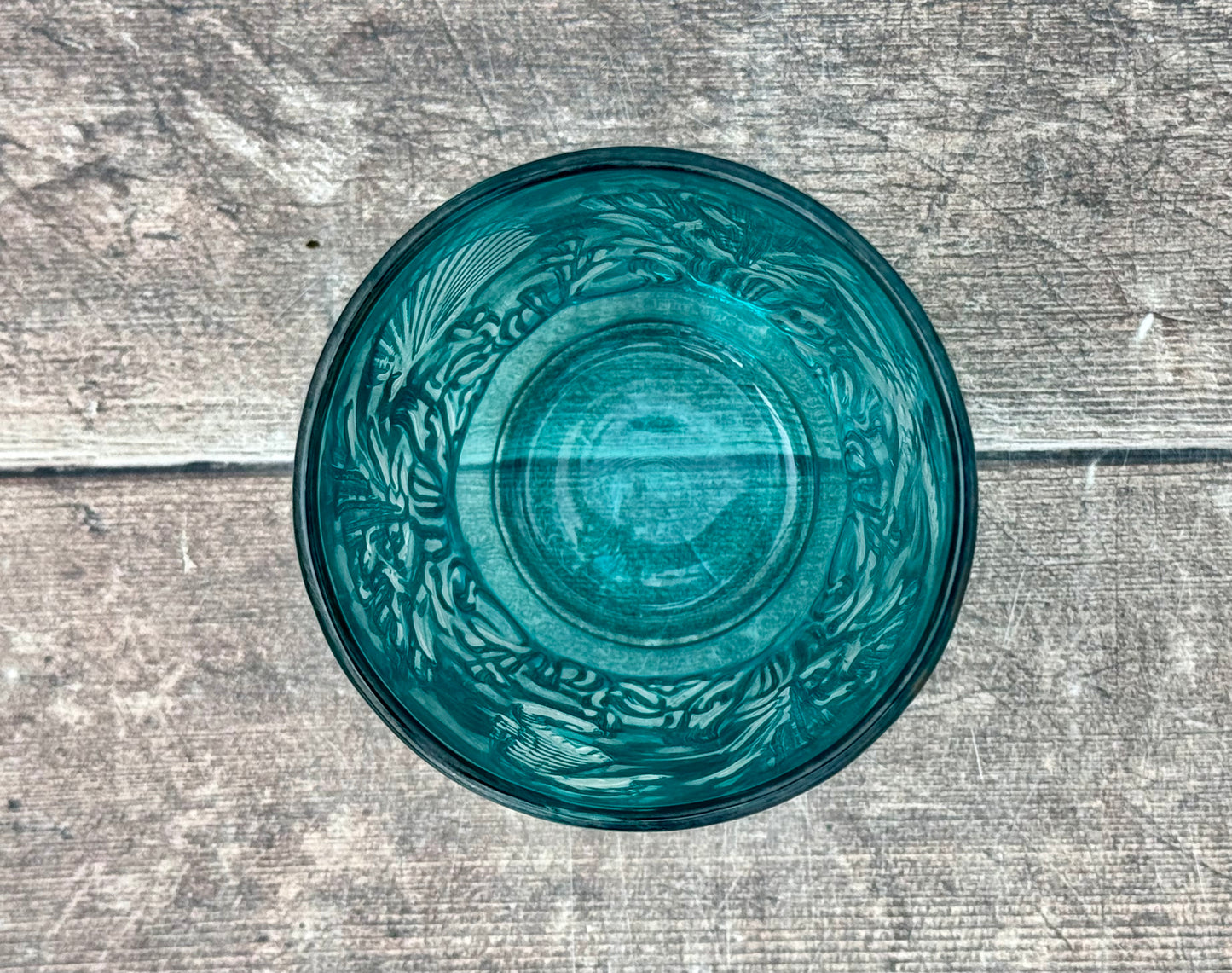1 Turquoise Coloured Fish Patterned Glass Tumbler