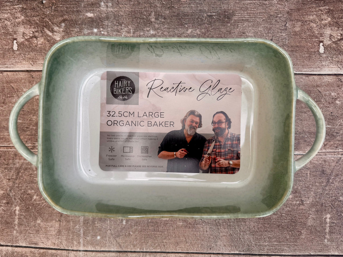 Hairy Bikers Green Ombre Reactive Glaze Rectangular Deep Baking Dish, 32.5cm