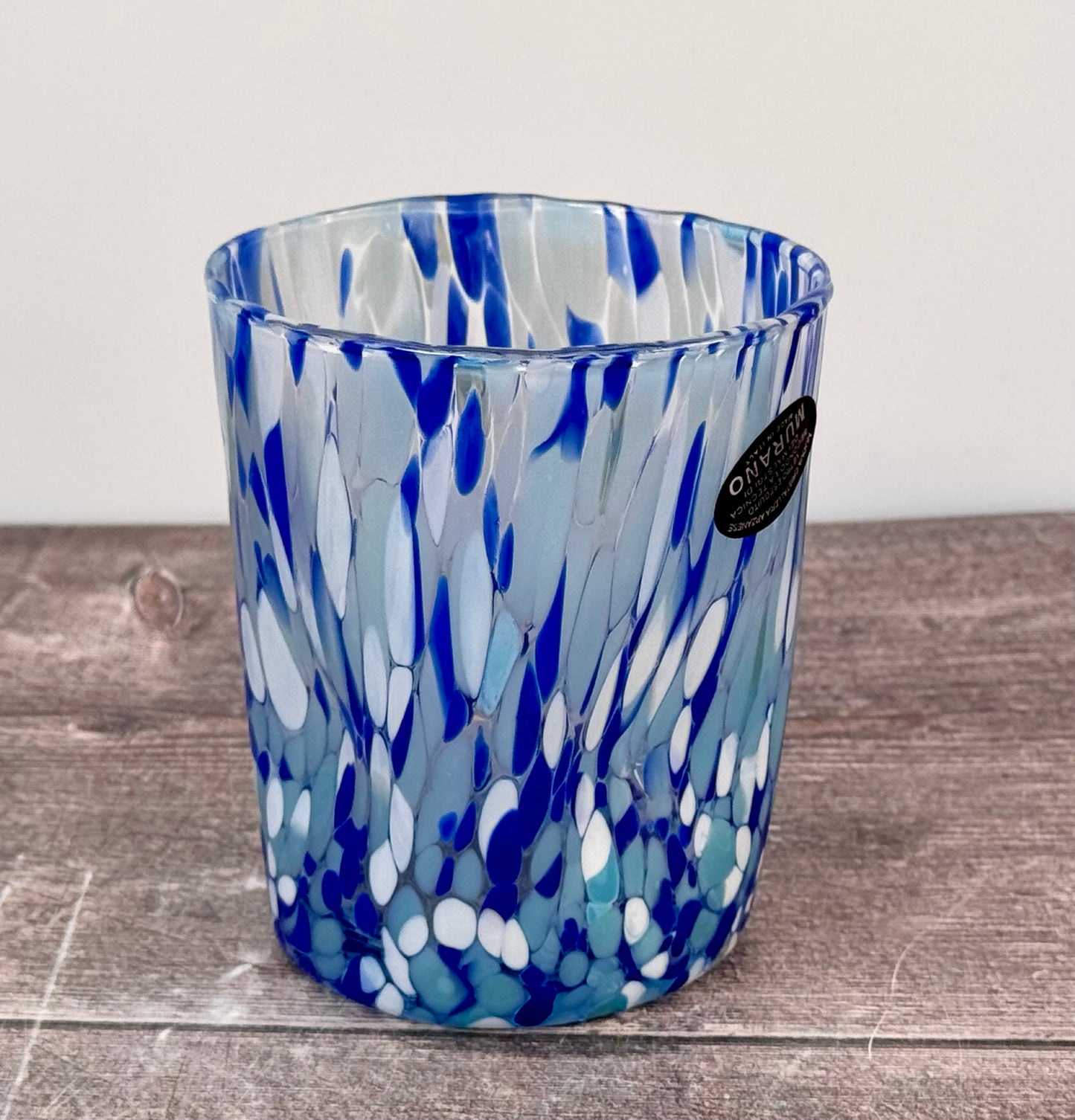 Blue Speckled Murano Drinking Glass, 10cm