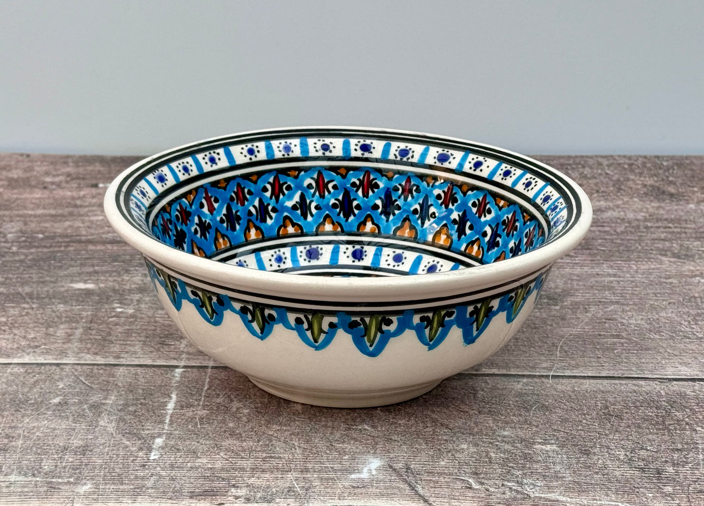 Blue Patterned Cereal/Serving Bowl, 15cm