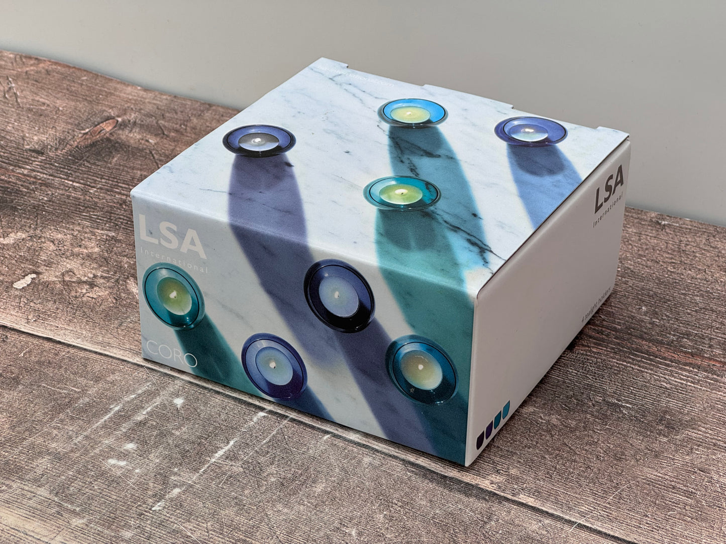 LSA Set of 4 Blue Coro Tea Light Holders