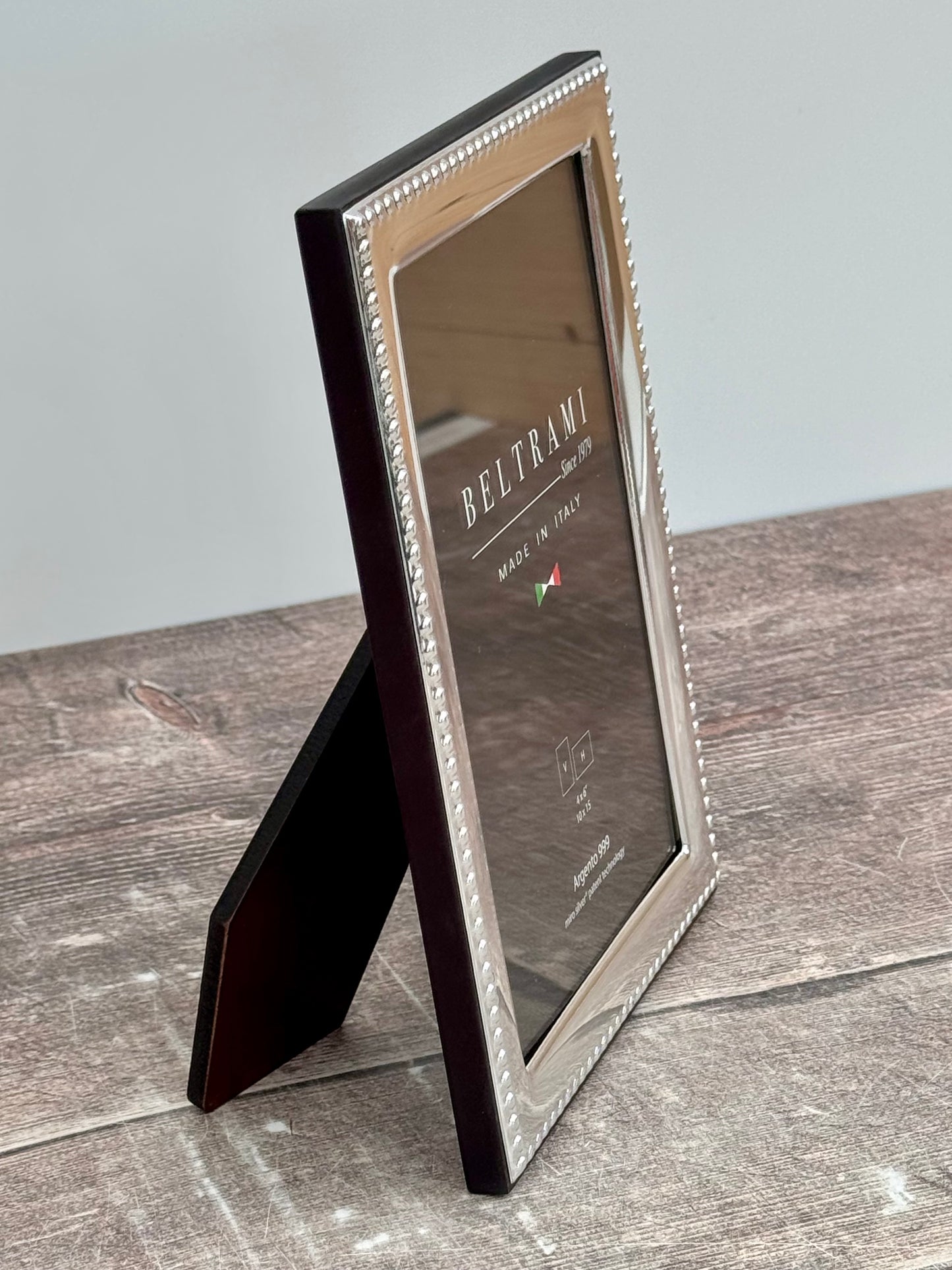 Beltrami Silver Tone Beaded Patterned Border Photo Frame 4 x 6