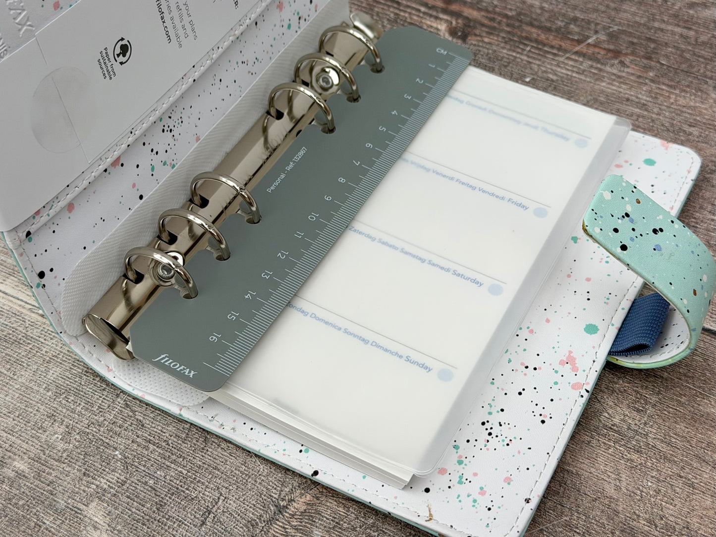 Light Blue Spotty Filofax Organiser