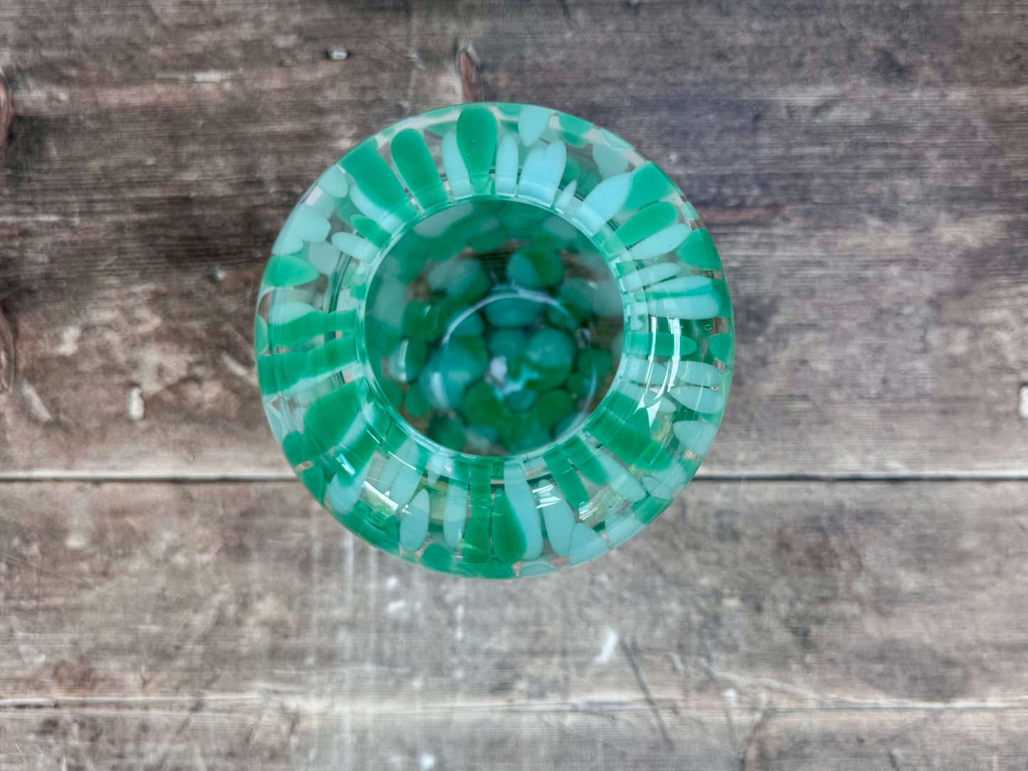 Green Speckled Glass Vase, 21cm
