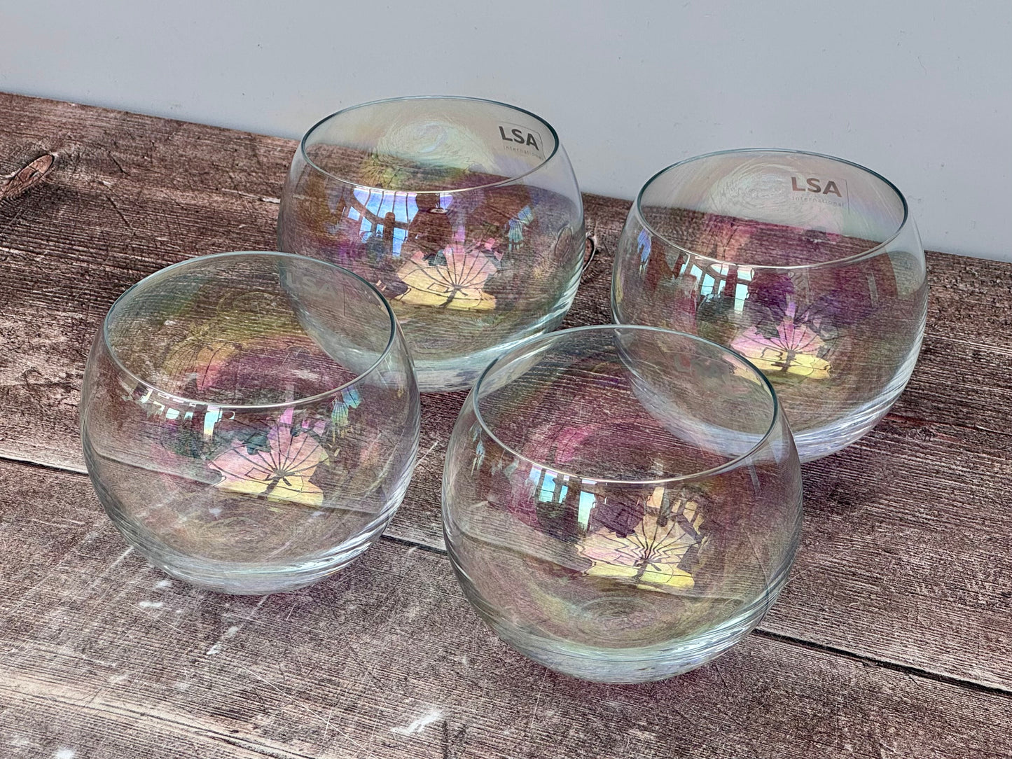 LSA Set of 4 Bubble Pearl Lustre Rocking Tumblers