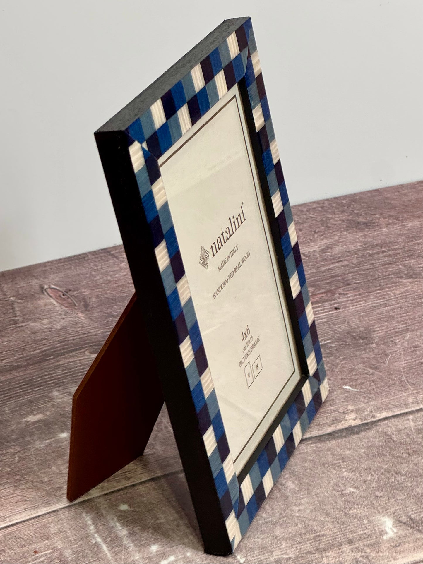 Natalini Blue and White Checkerboard Photo Frame 4 x 6