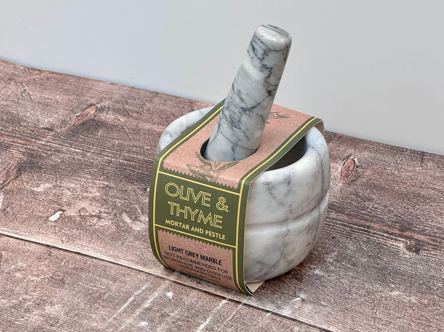 Light Grey Marble Small Mortar and Pestle