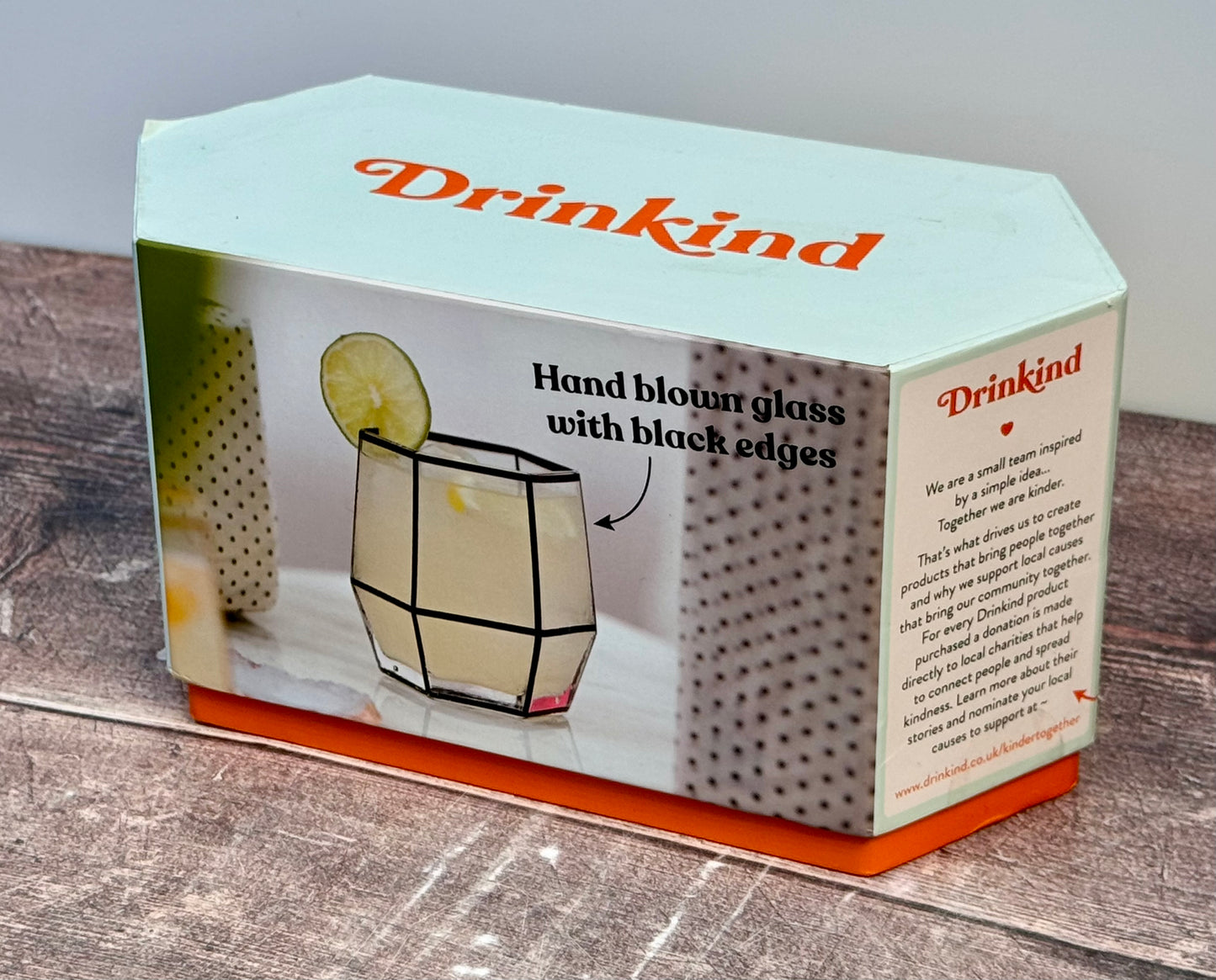 Drinkind Set of 2 Black Window Pane Tumbler Glasses