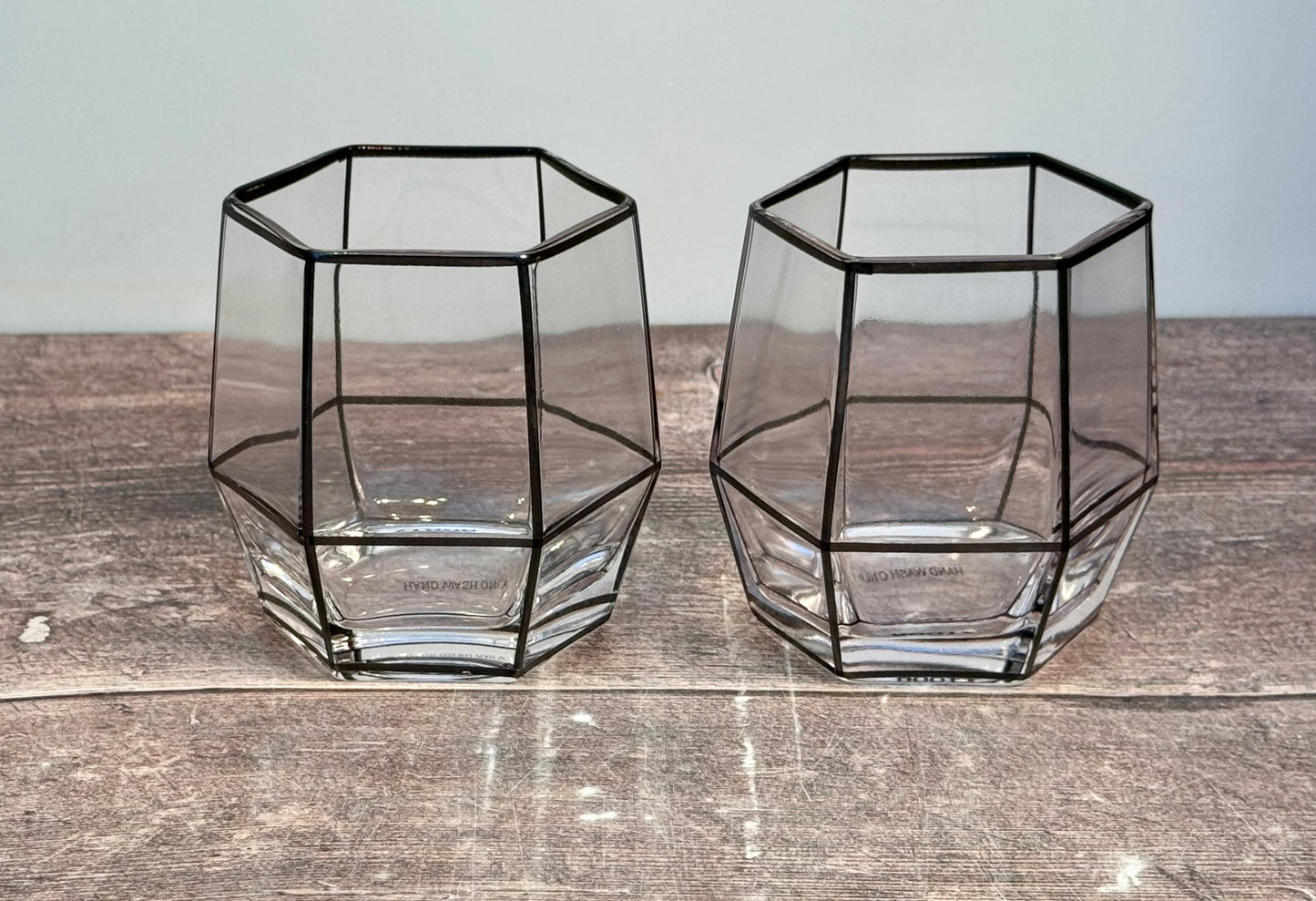 Drinkind Set of 2 Black Window Pane Tumbler Glasses