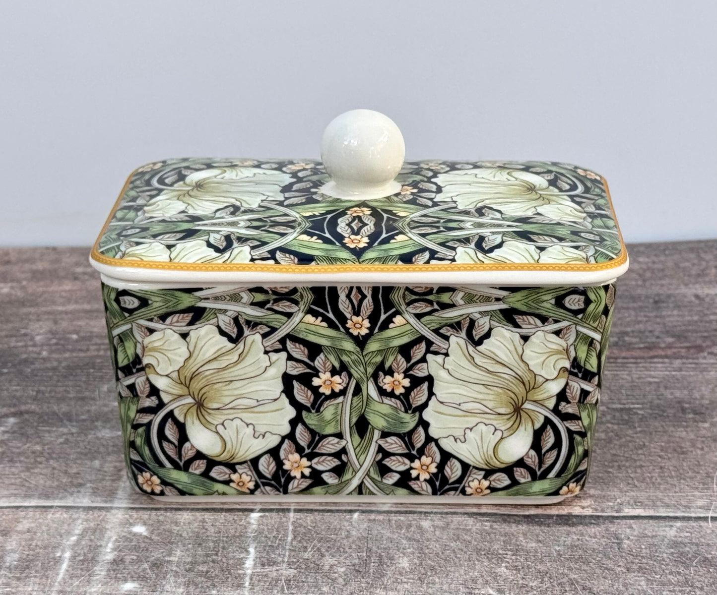 William Morris Black Pimpernel Floral Patterned Butter Dish