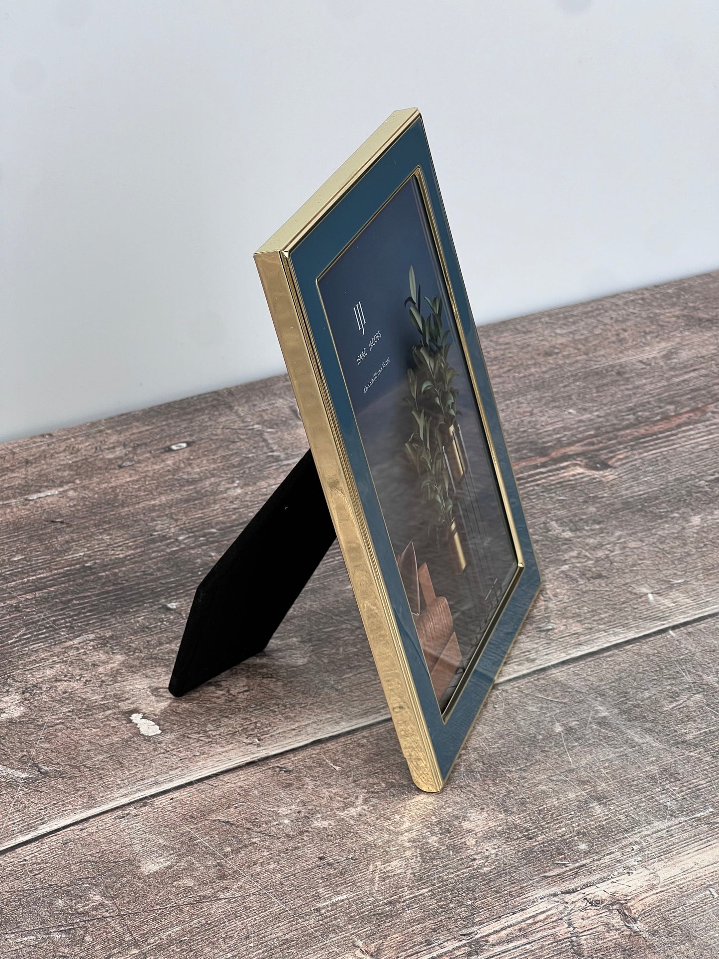 Isaac Jacobs Teal and Gold Tone Border Photo Frame, 4’ x 6’