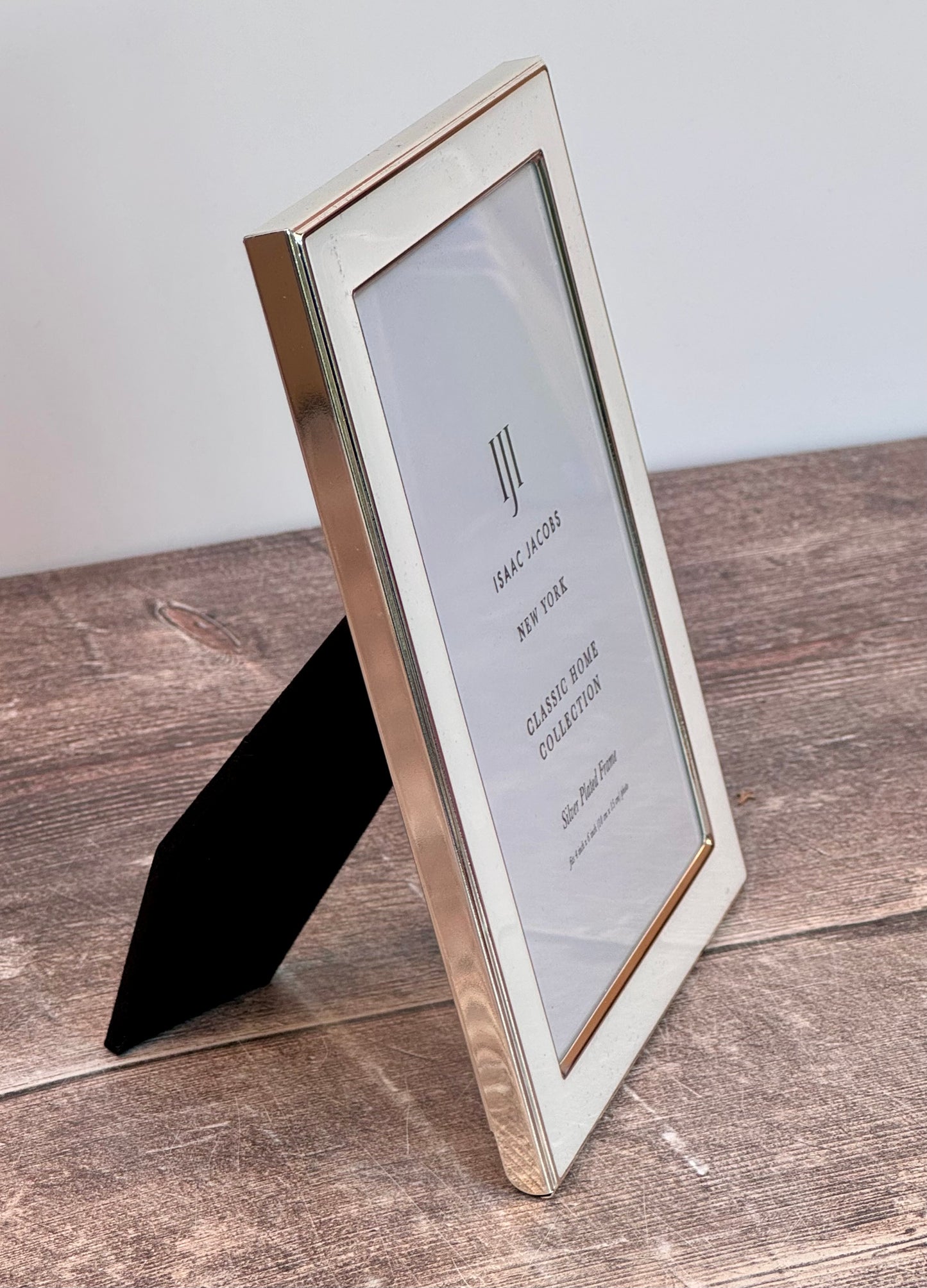 Isaac Jacobs White Silver Plated Border Photo Frame, 4’ x 6’