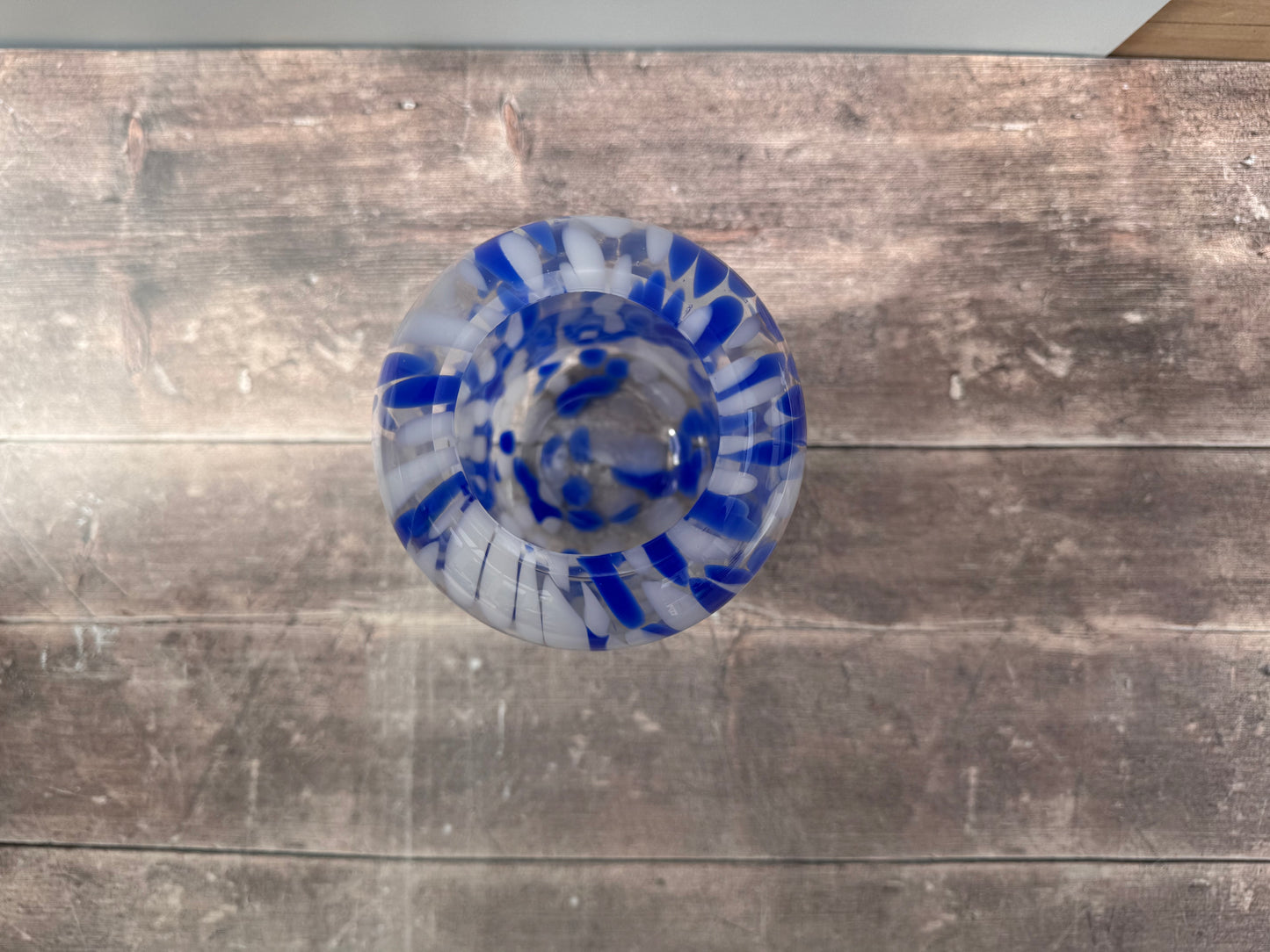 Blue Speckled Glass Vase, 27.5cm