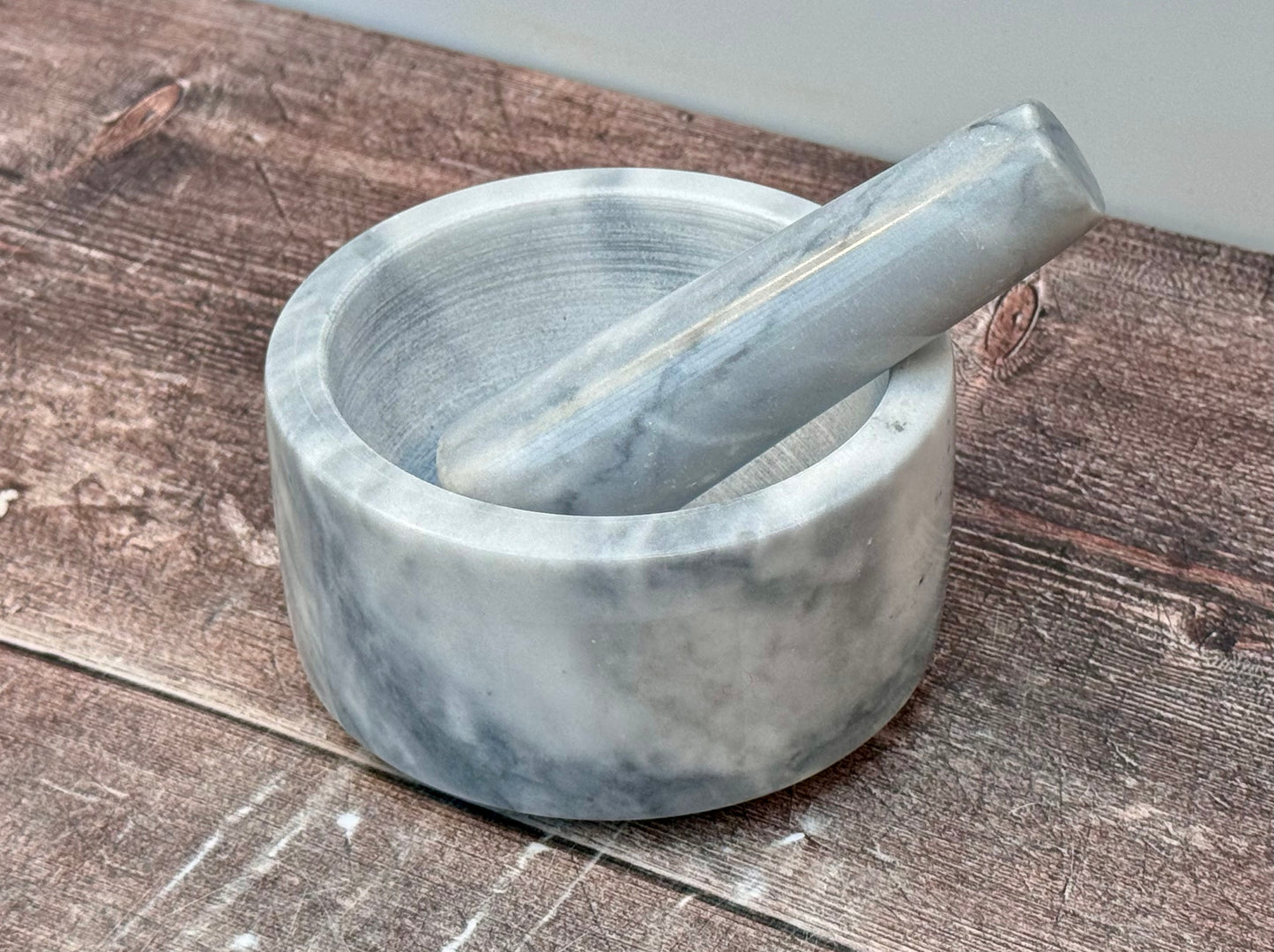 Light Grey Marble Mortar and Pestle