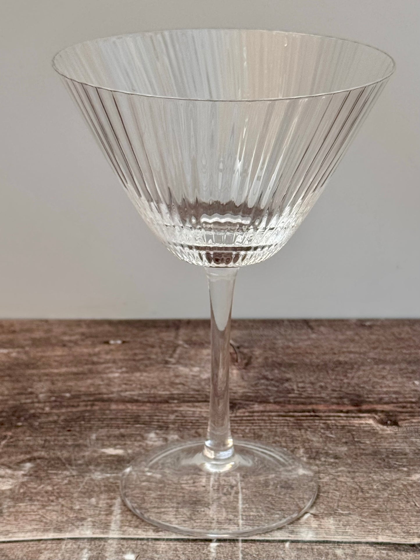 Set of 2 Ribbed/Linear Empire Cocktail Glasses