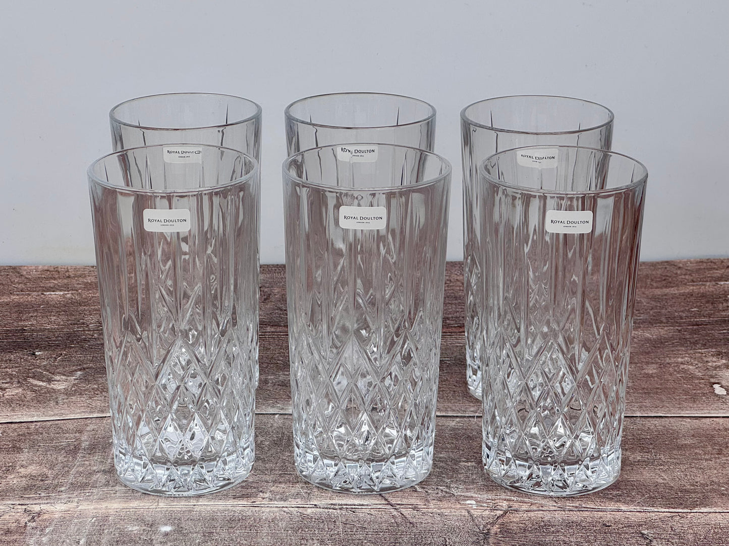 Royal Doulton Fine Crystal Set of 6 Earlswood Hi-Ball Tumblers
