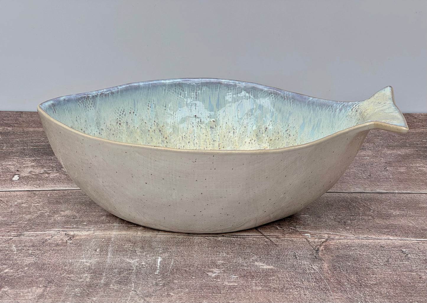 White and Purple Fish Serving Bowl Dish, 30cm