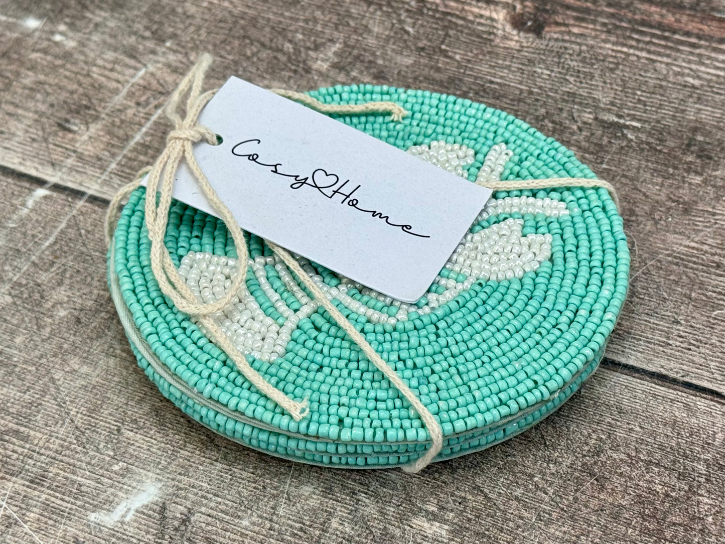 Set of 4 Turquoise Beaded Lobster Coasters