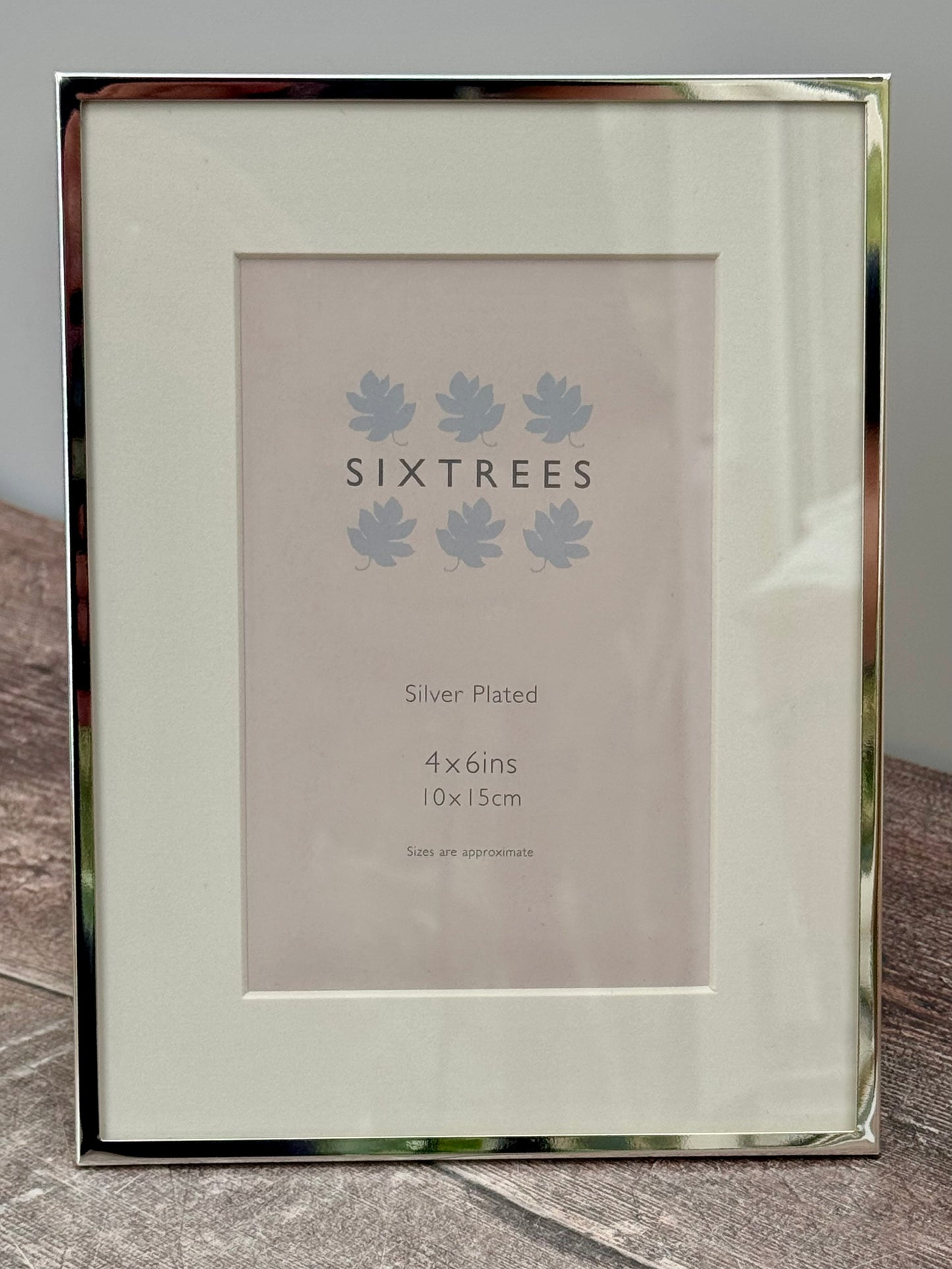 Sixtrees Silver Plated Photo Frame with Aperture, 4’ x 6’
