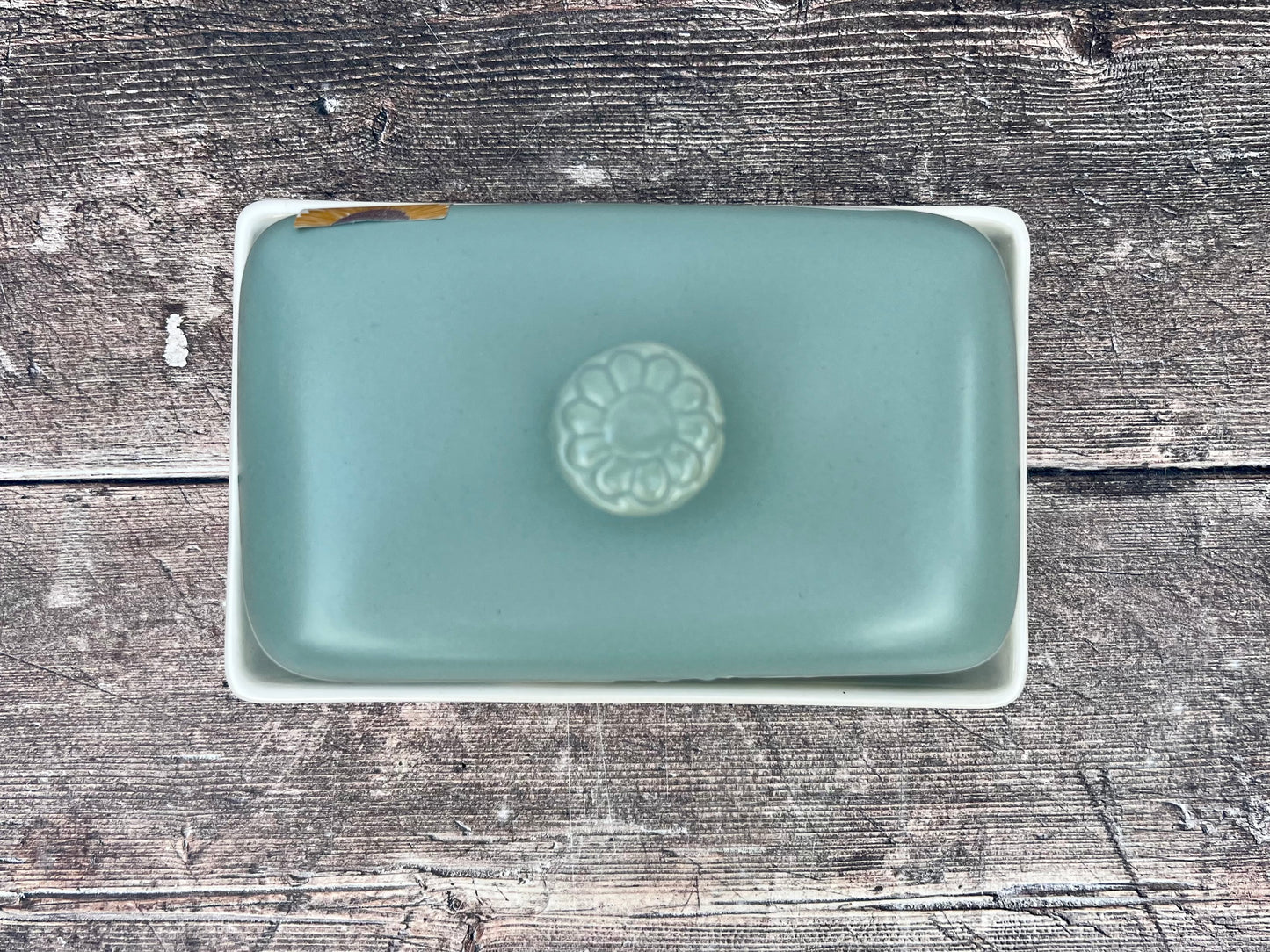 Green Flower Butter Dish