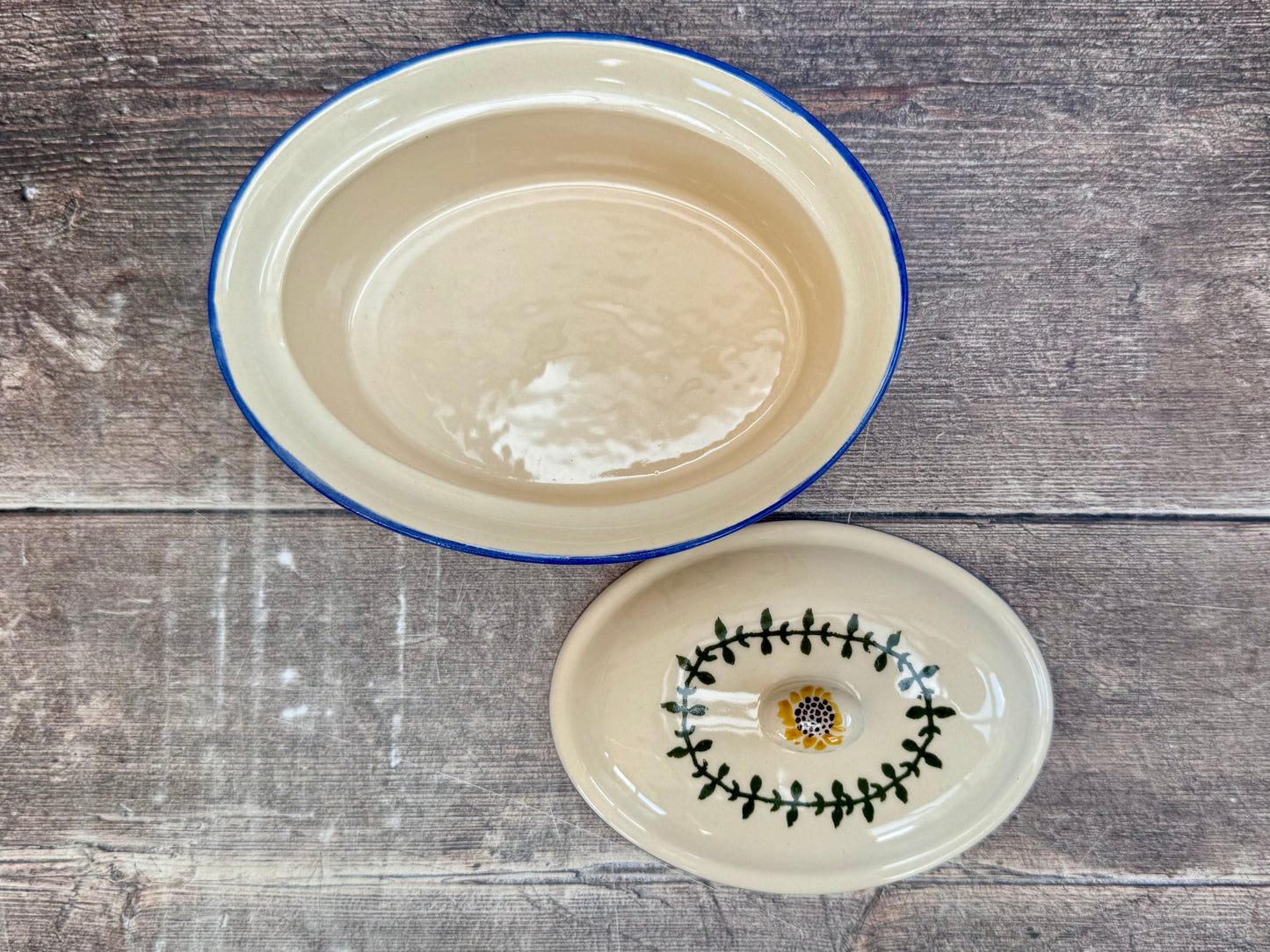 Sunflower Patterned Butter Dish
