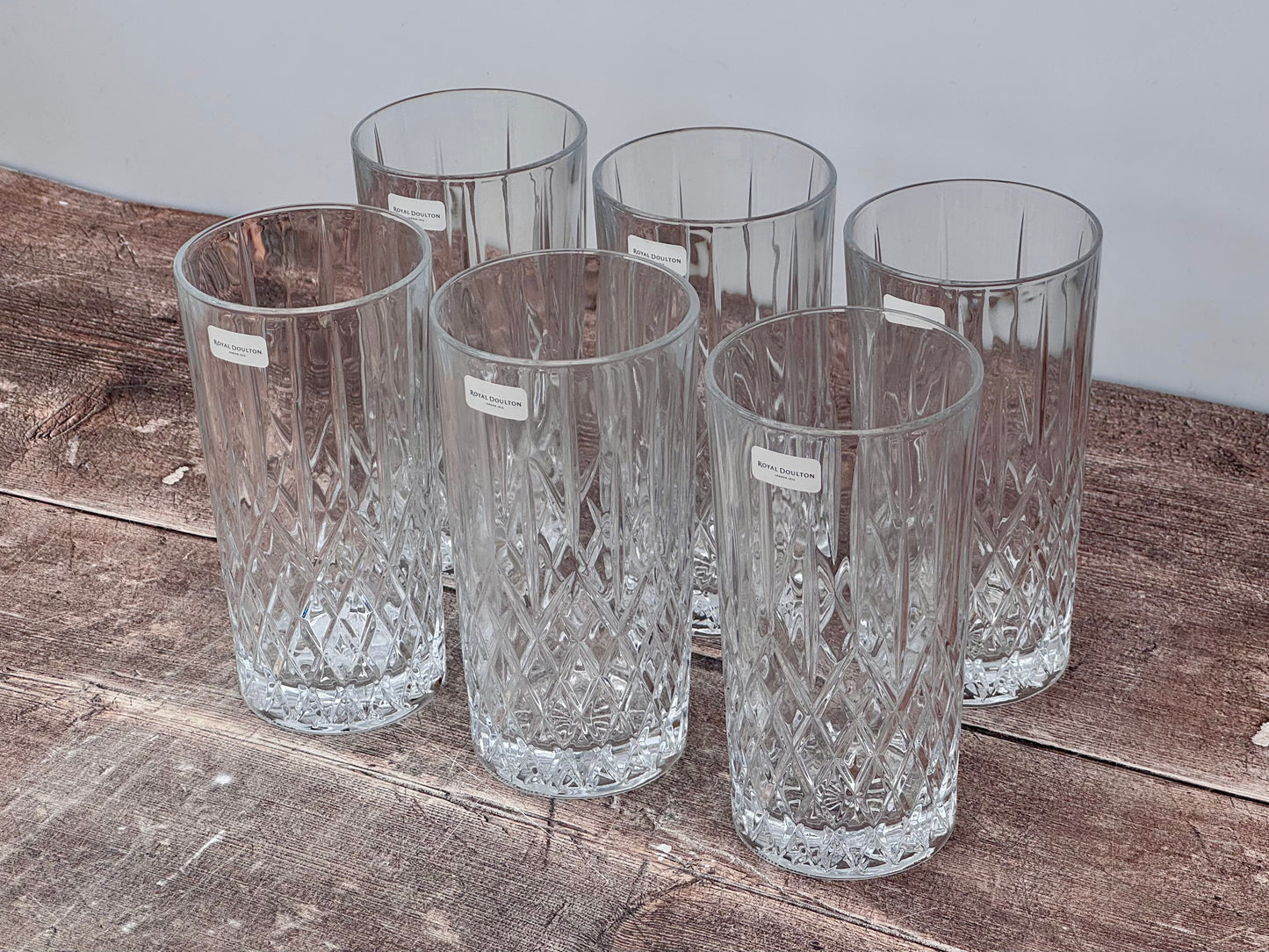 Royal Doulton Fine Crystal Set of 6 Earlswood Hi-Ball Tumblers