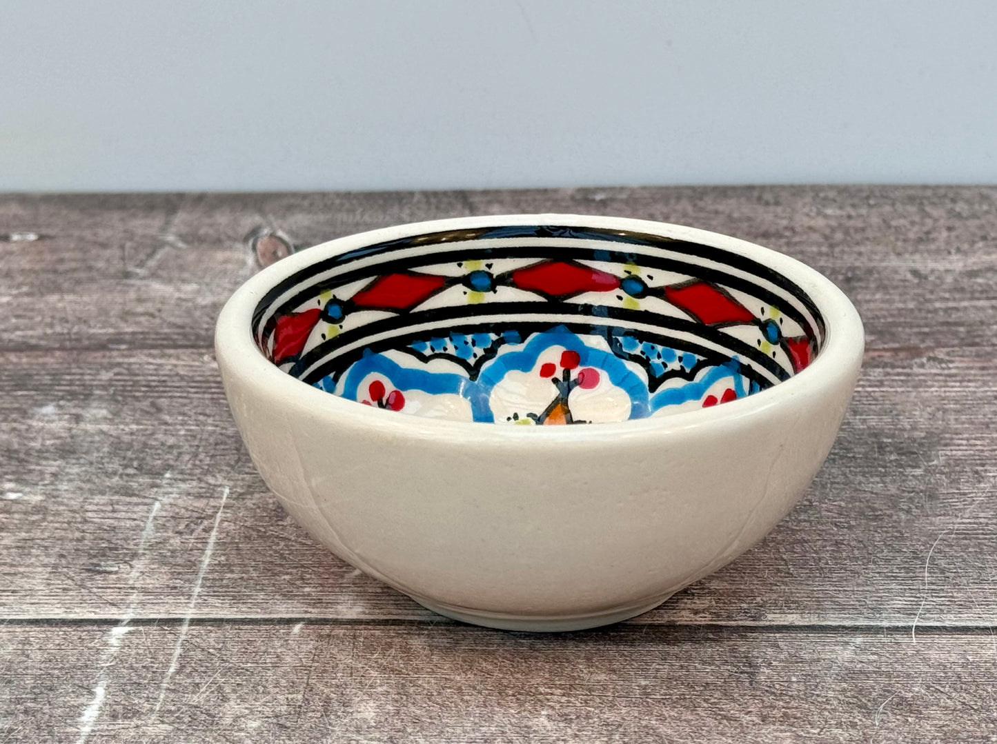 Red Patterned Dipping Bowl, 10.5cm
