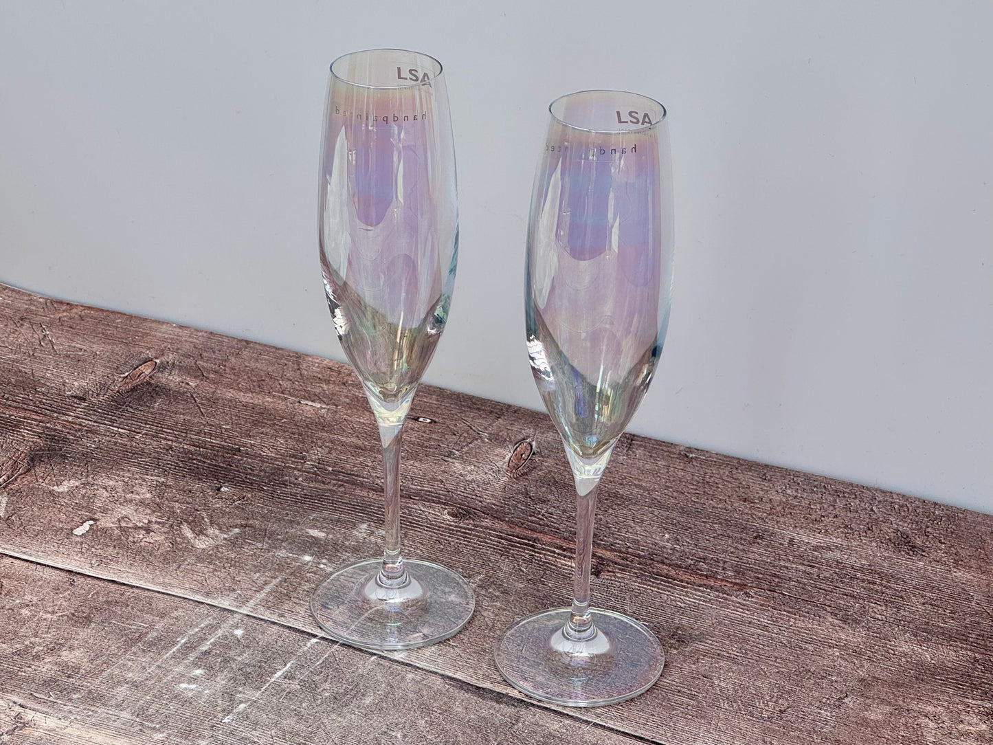 LSA Polka Pearlescent Lustre Champagne Flutes, Set of 2