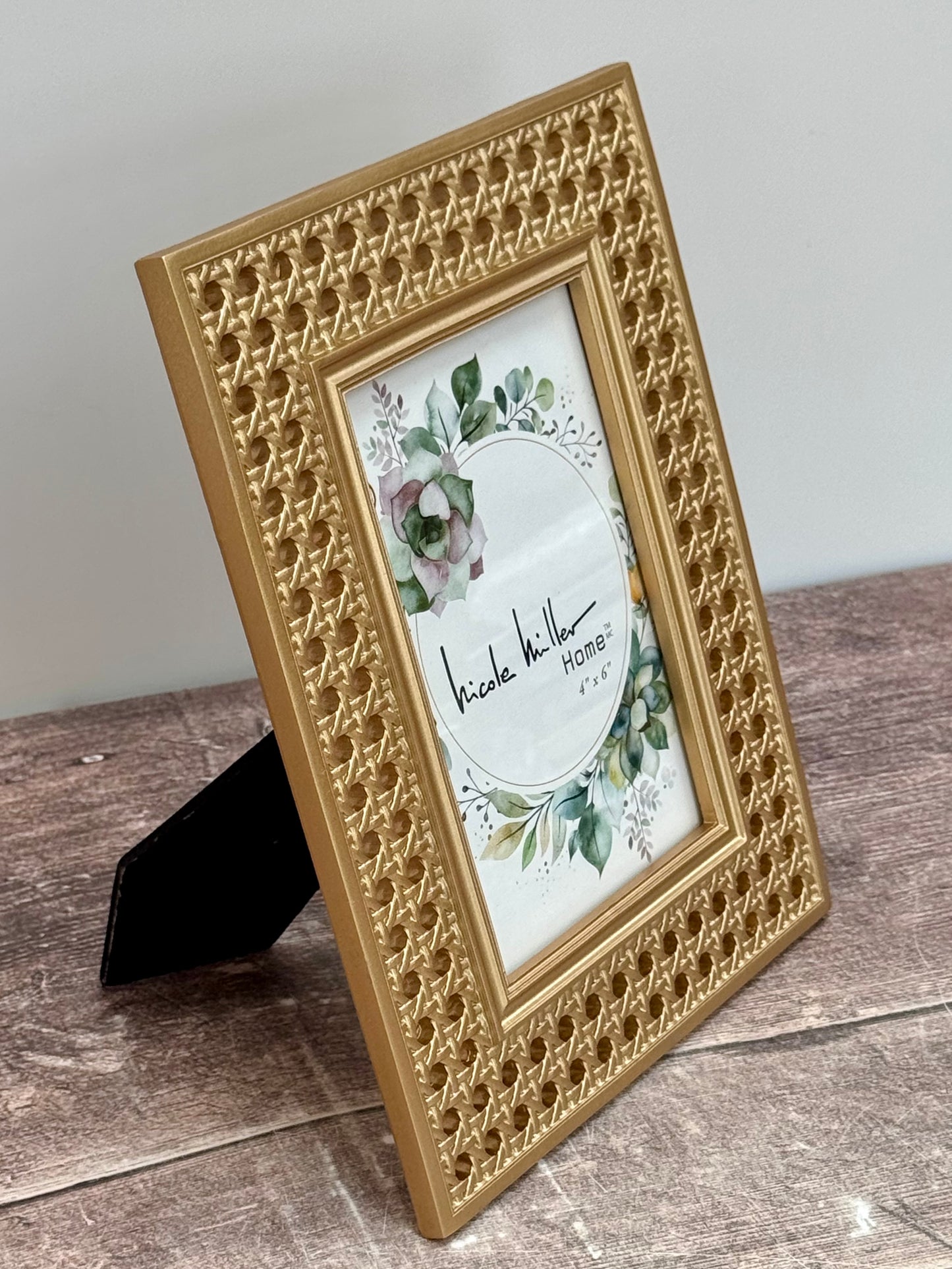 Nicole Miller Gold Tone Weave Photo Frame, 4’ x 6’