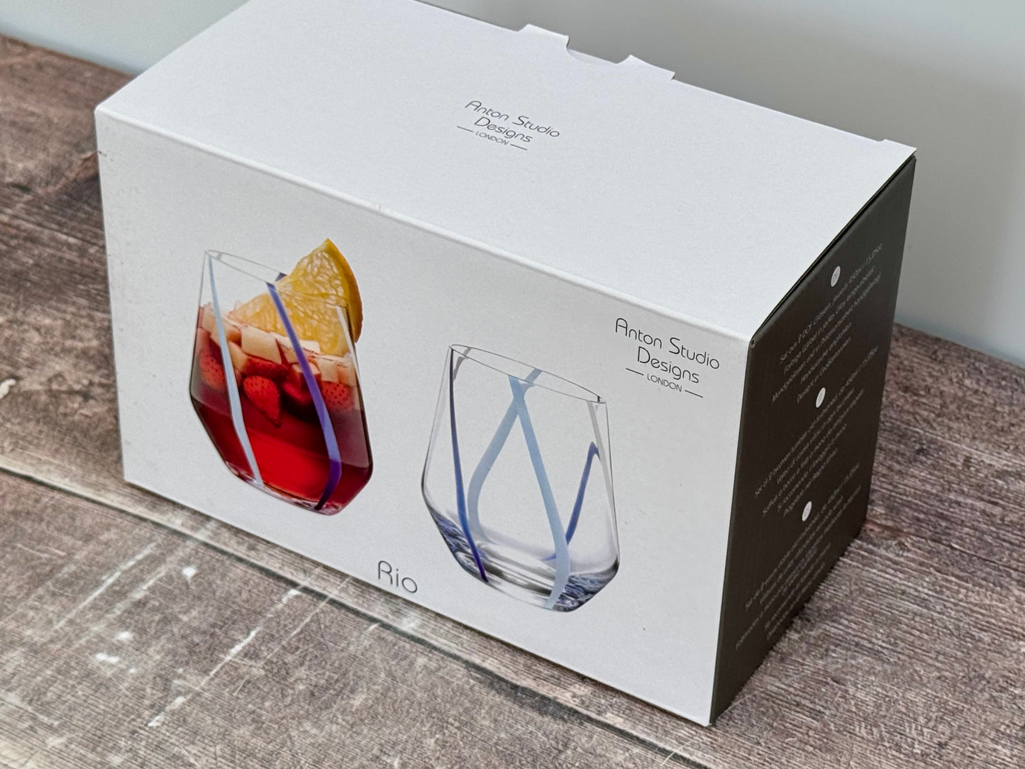 Pair of 2 Blue Swirl Glasses / Tumblers