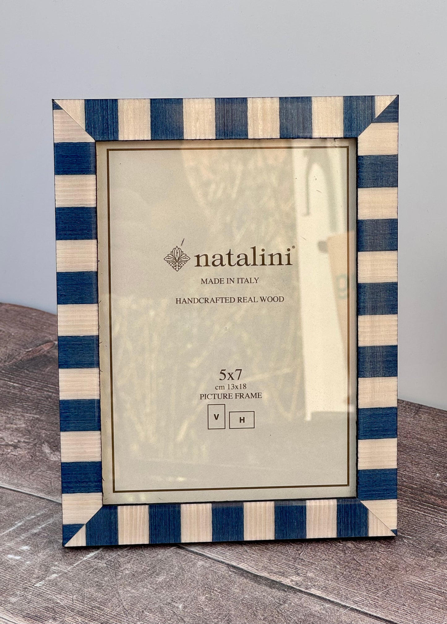Natalini Blue and Cream Striped Photo Frame 5 x 7