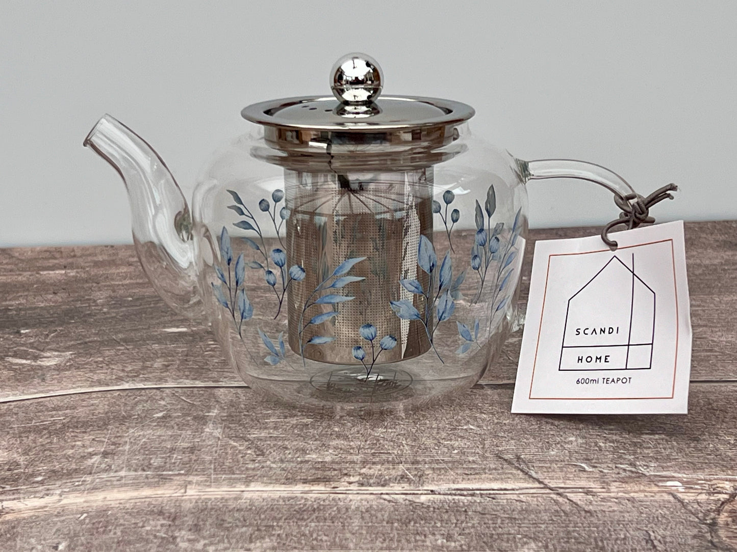 Scandi Home Blue Flower Patterned Tea Pot