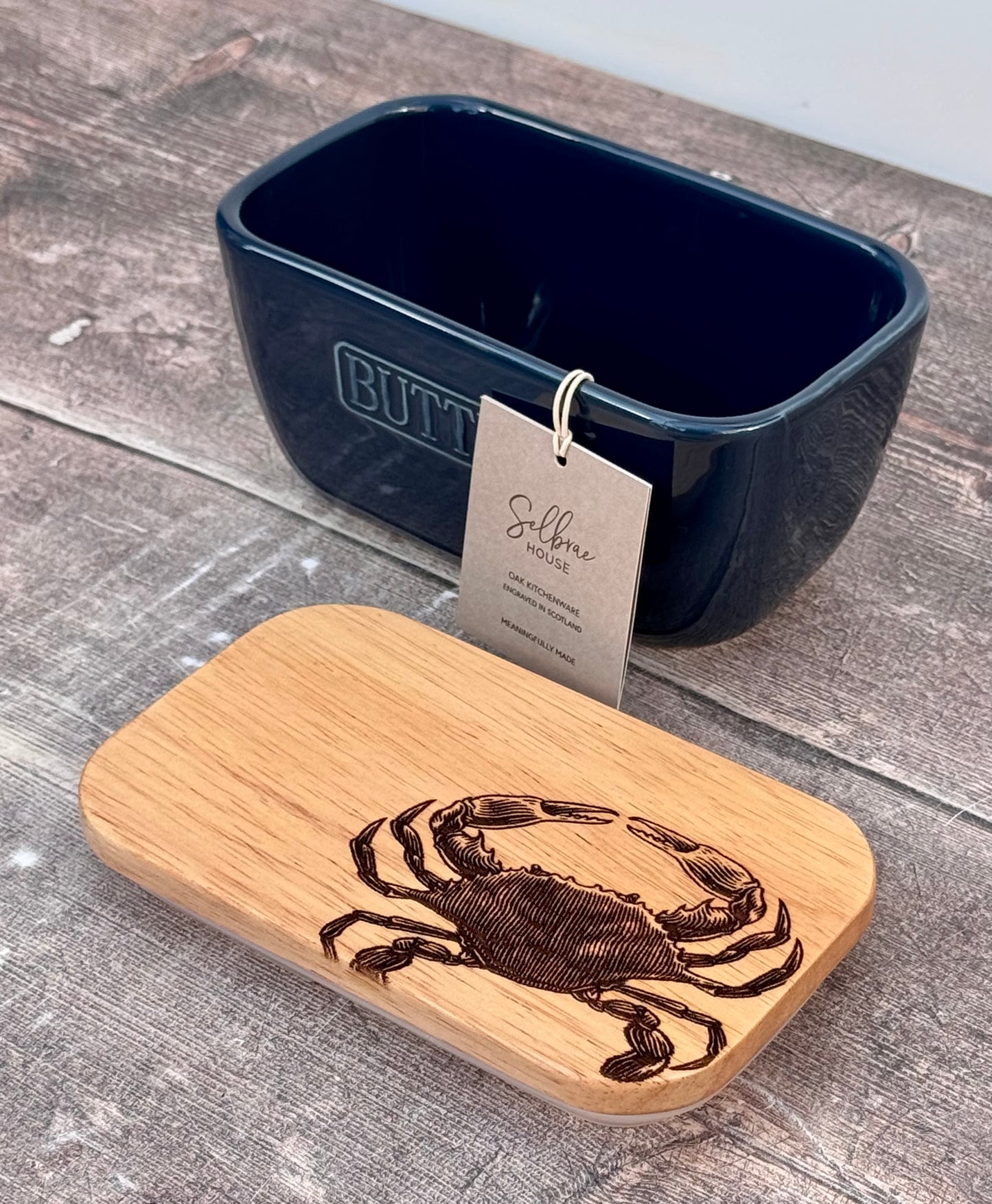 Crab Blue Butter Dish