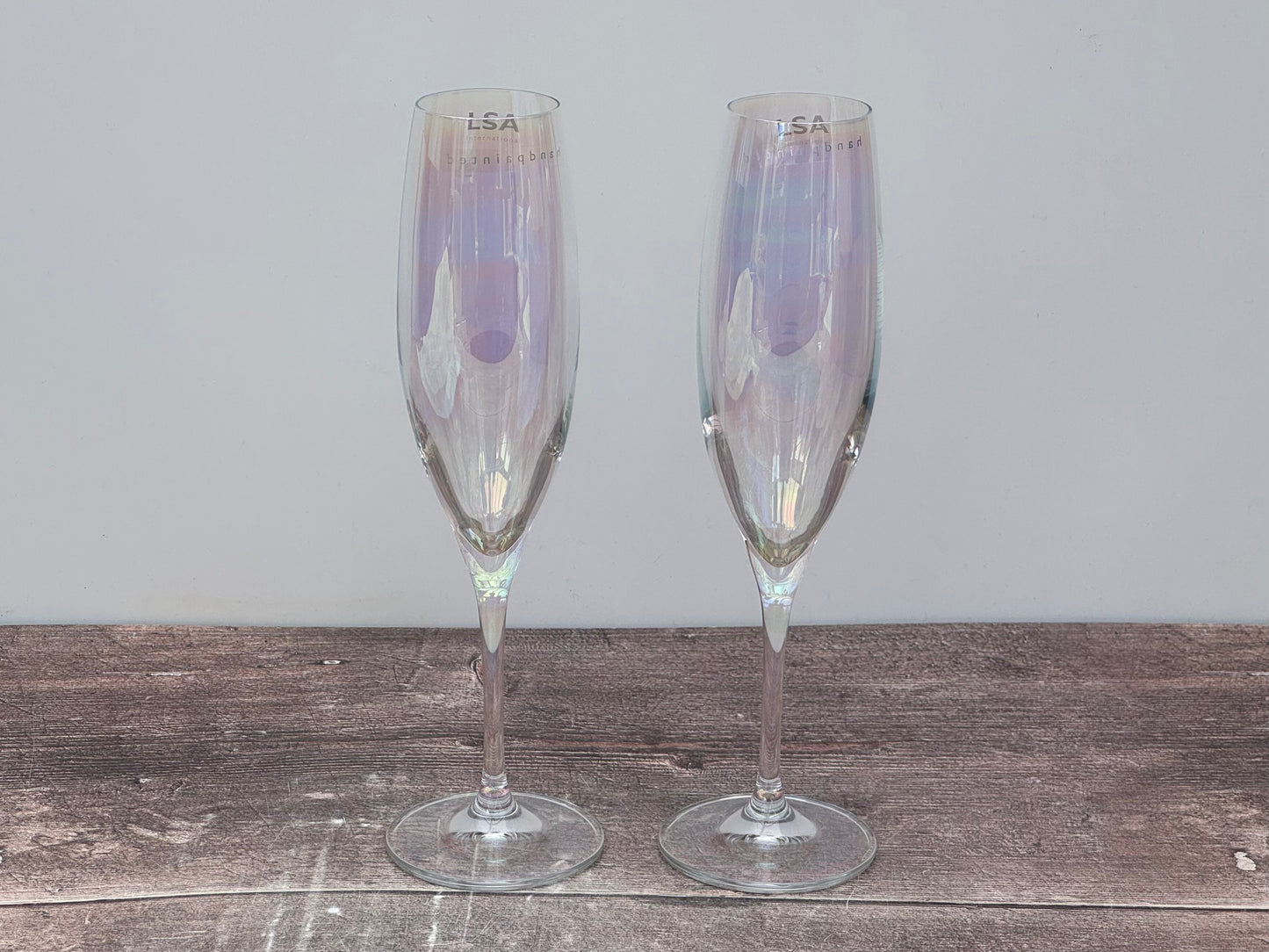 LSA Polka Pearlescent Lustre Champagne Flutes, Set of 2