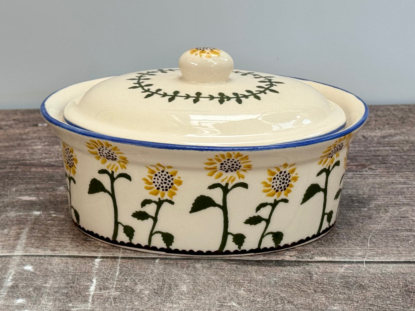 Sunflower Patterned Butter Dish