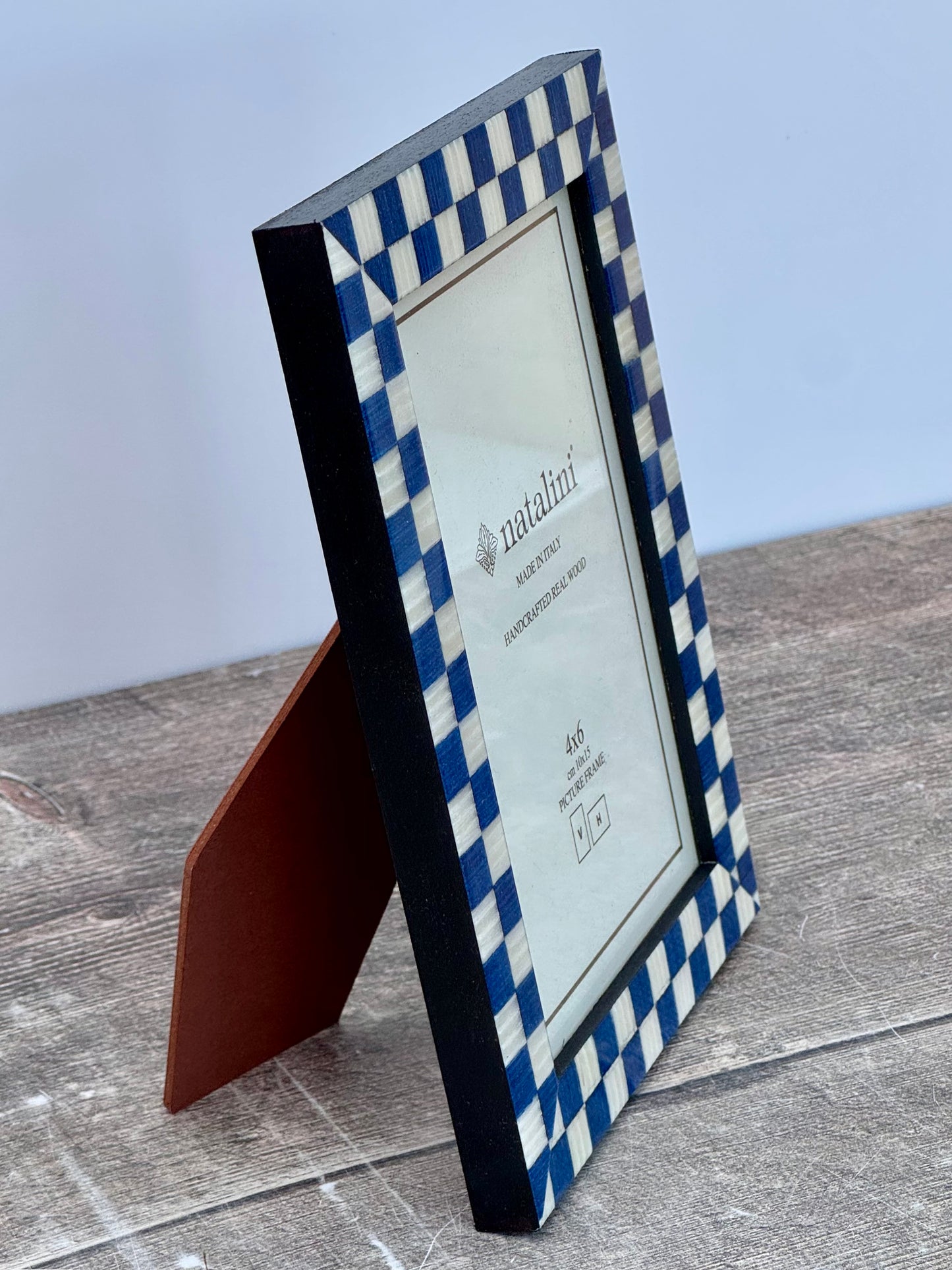 Natalini Blue Checkerboard Border Photo Frame 4 x 6