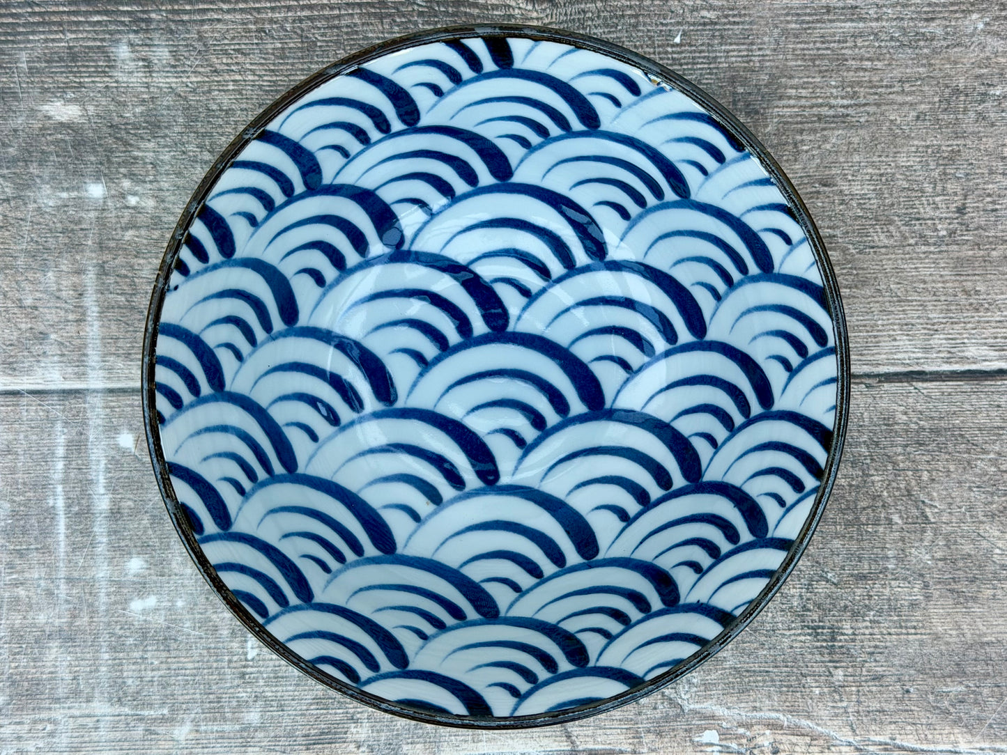 Tokyo Design Studio Blue Half Moon Patterned Bowl, 15cm