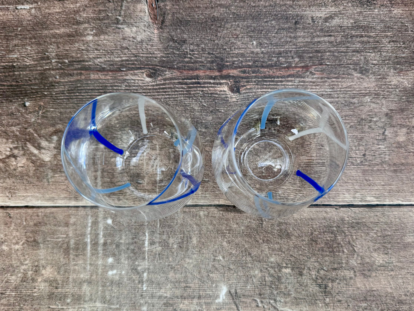 Pair of 2 Blue Swirl Glasses / Tumblers